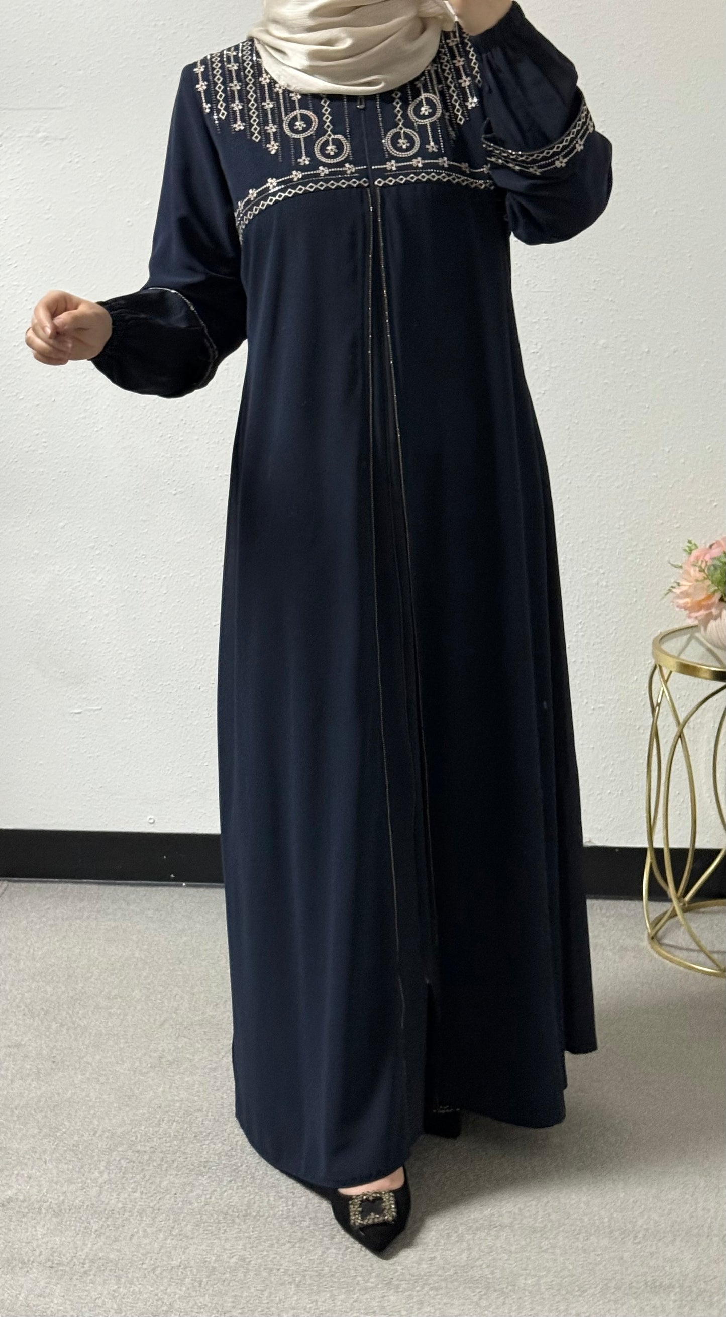 Embroidered plus size abaya