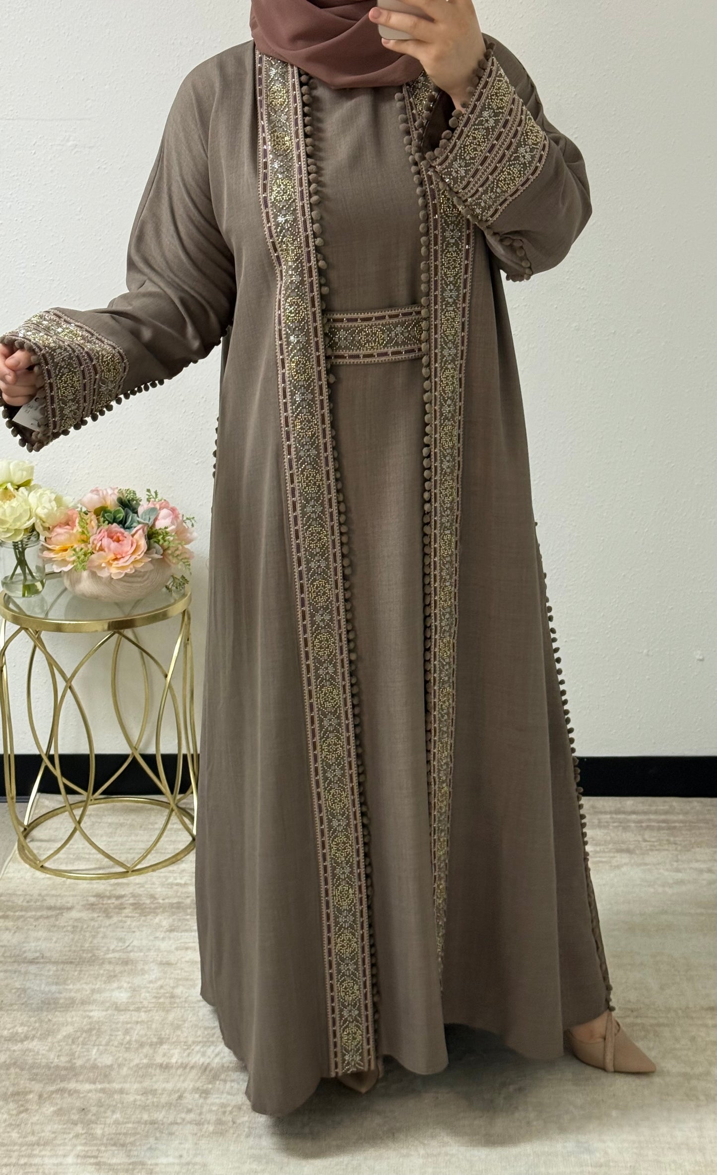 Festive Eid Embroidered Abaya Set