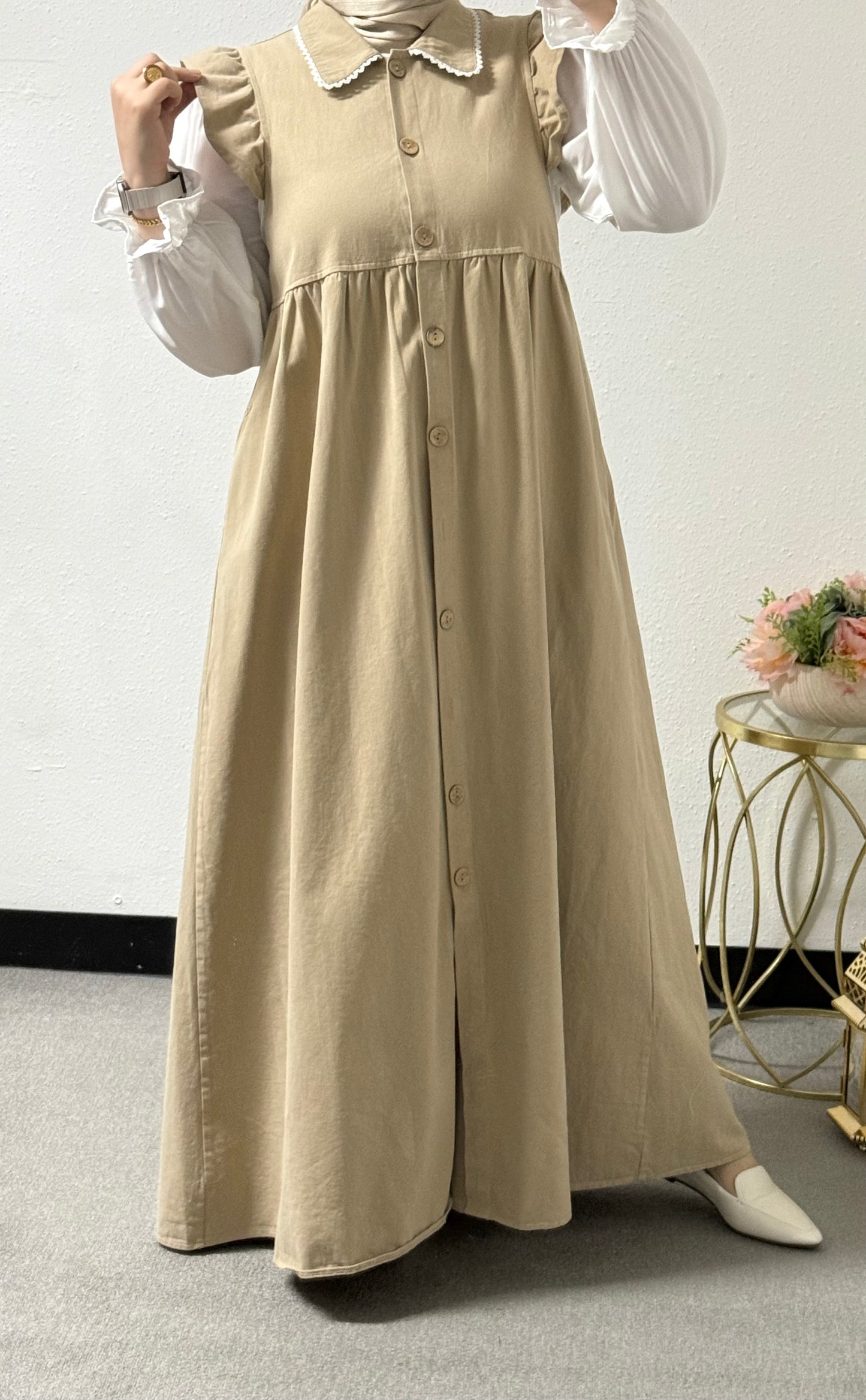 Linen Dress with White Shirt Included