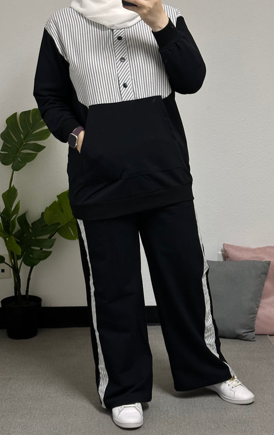 Two-piece cotton tracksuit set