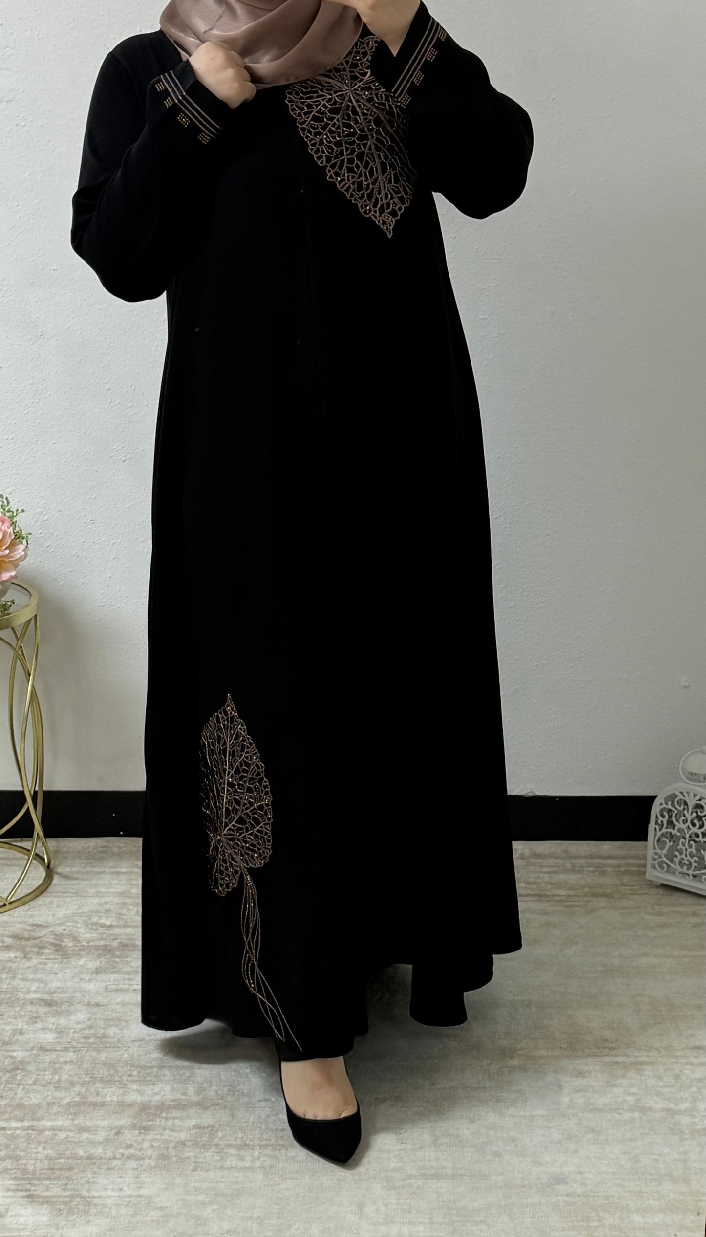 Leaf Embroidered Abaya