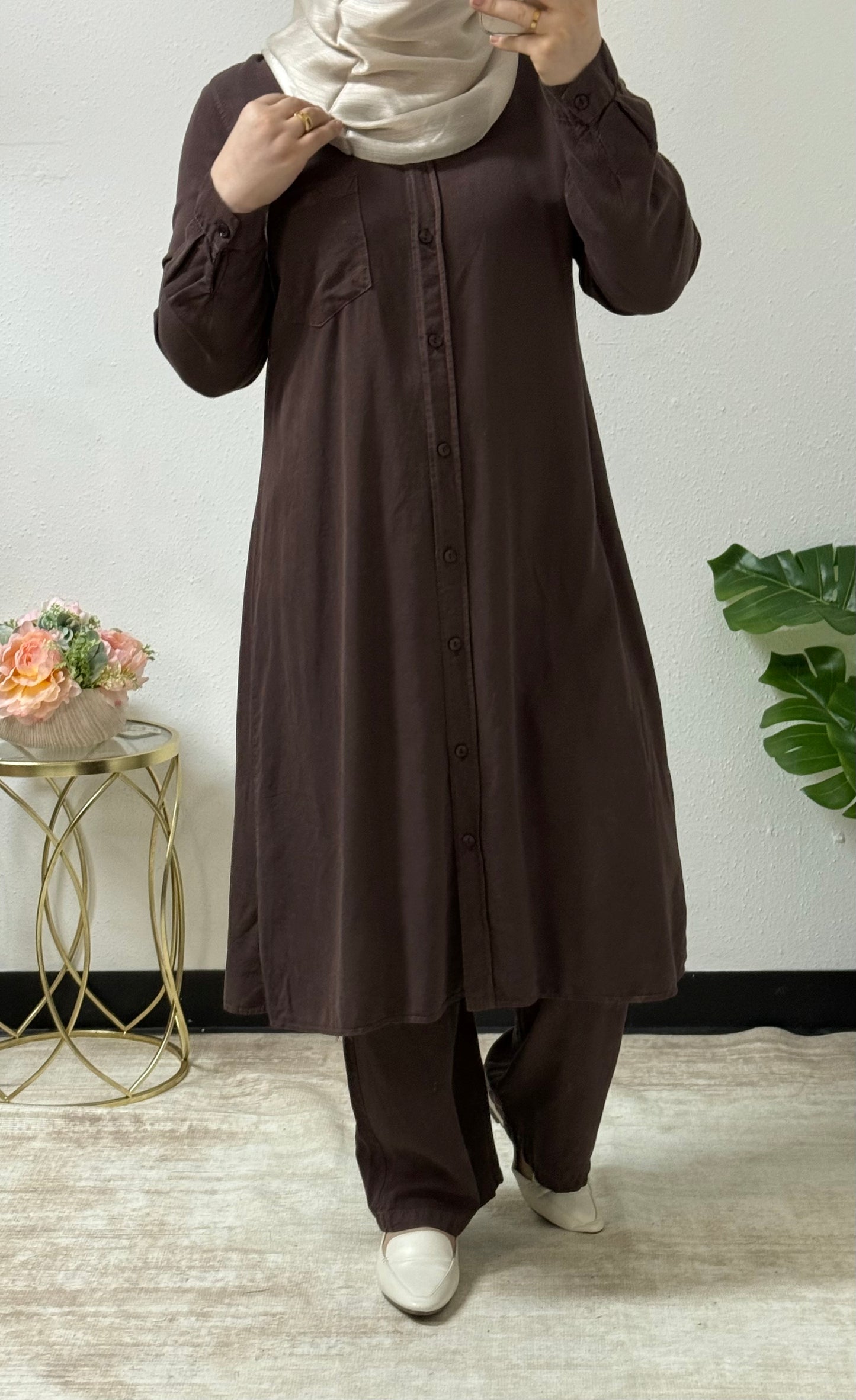 Plus Sizes Long Shirt Set