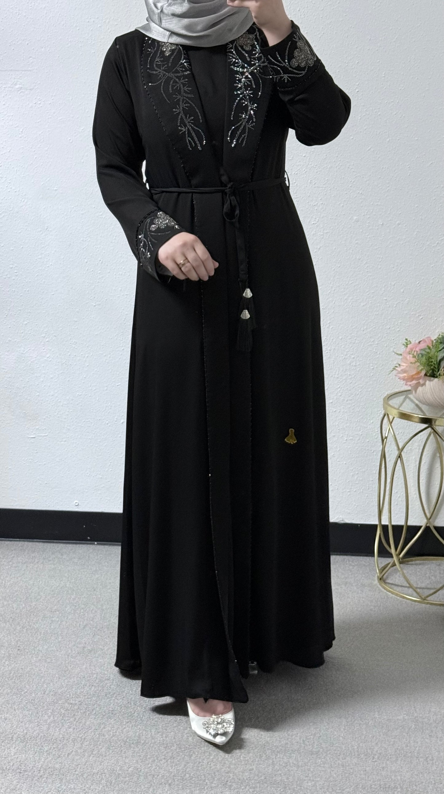 2-piece intricate beads abaya set