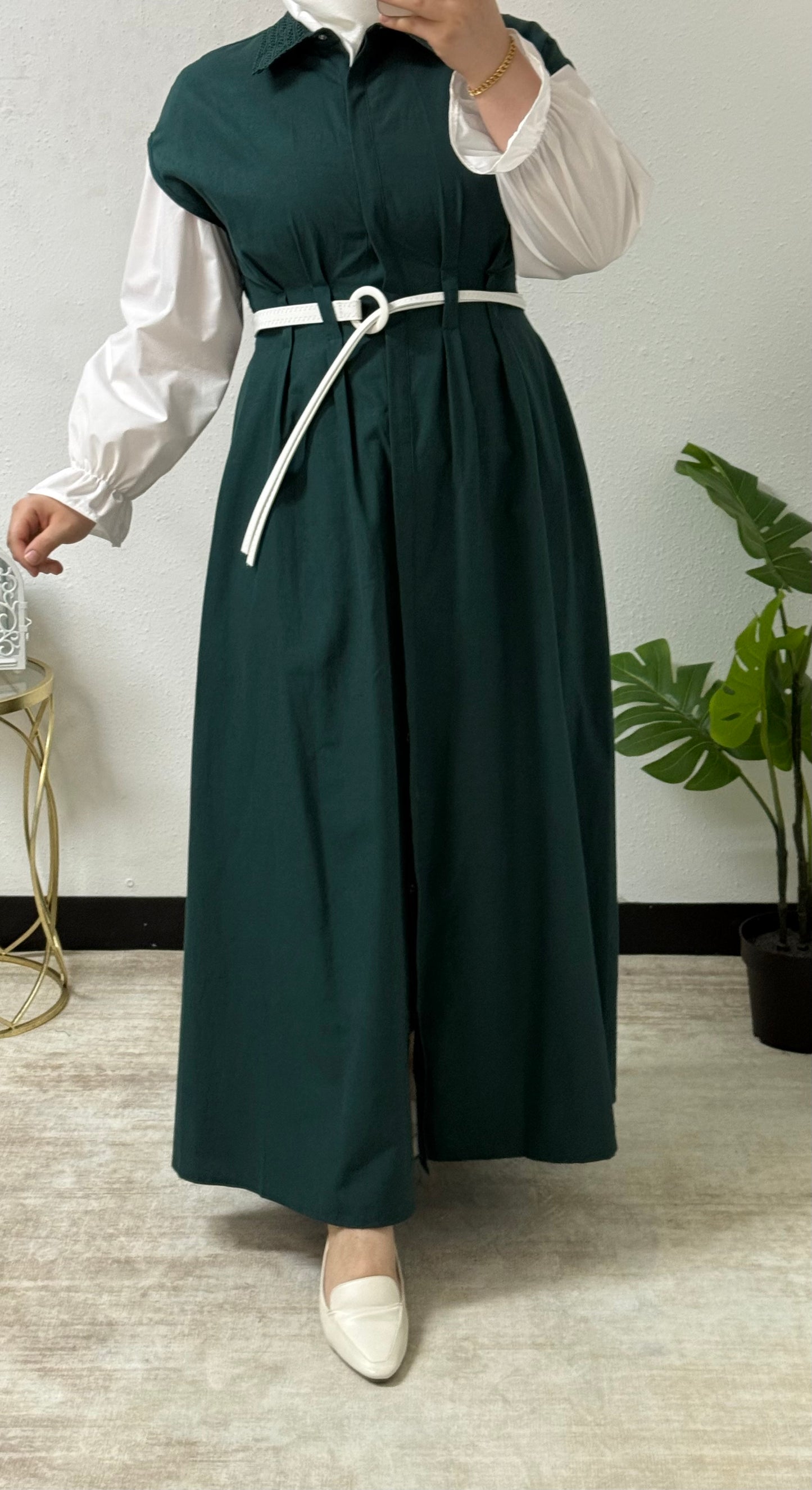 Embroidered Collar Classic Dress