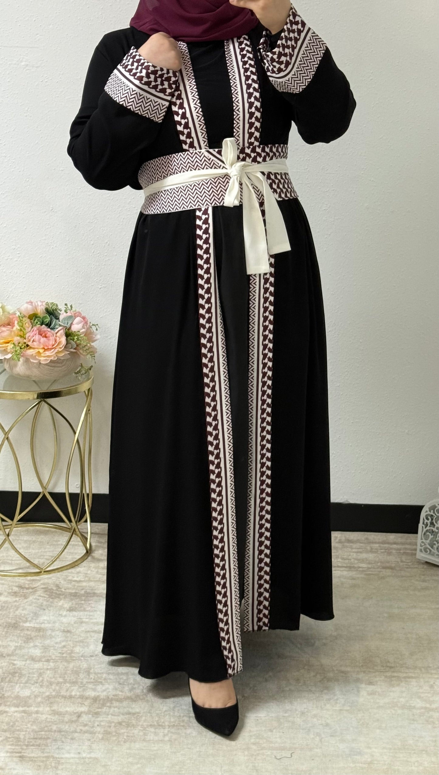 Keffiyeh Print Abaya Dress Set
