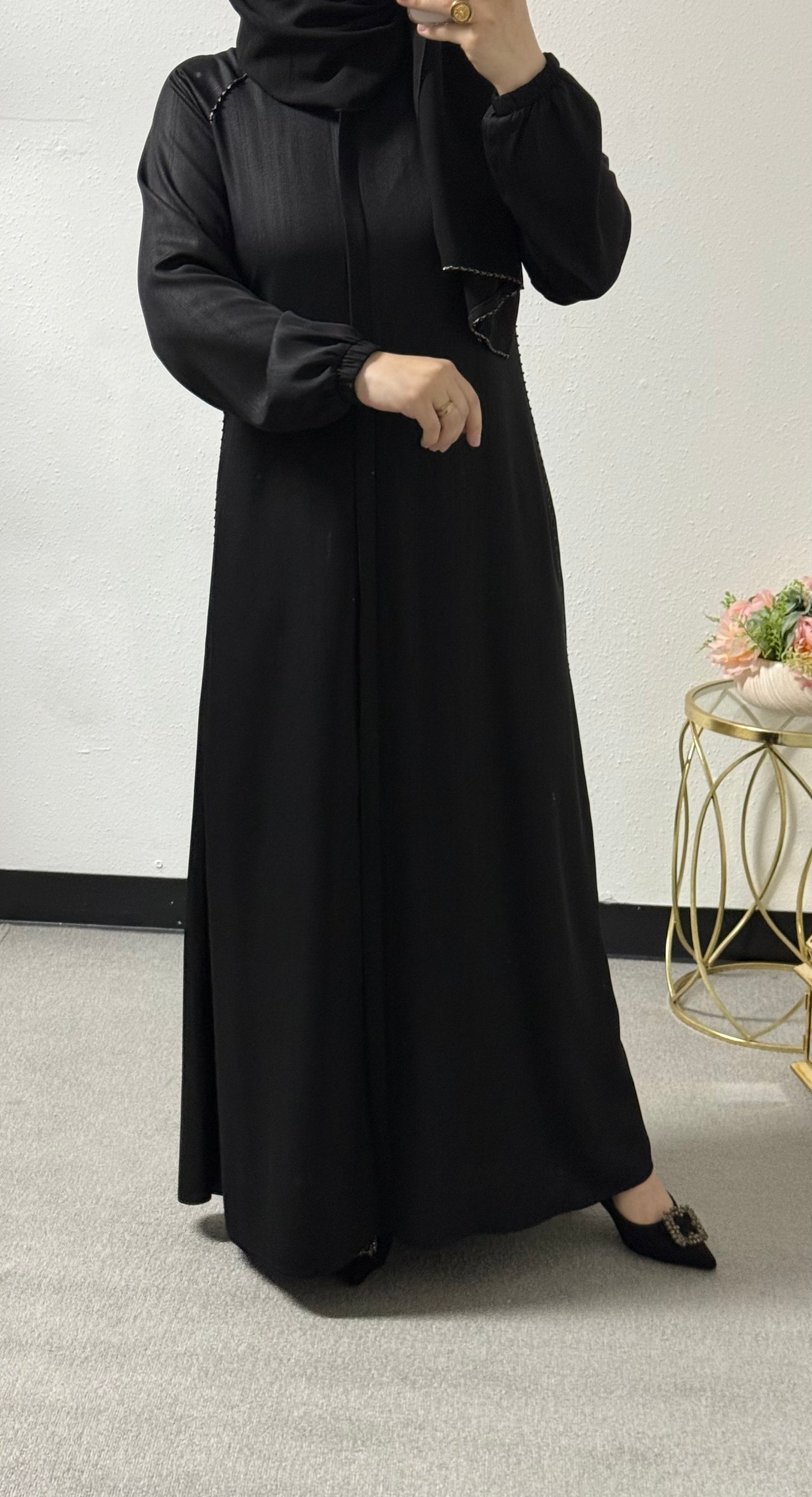 Intricate lace abaya