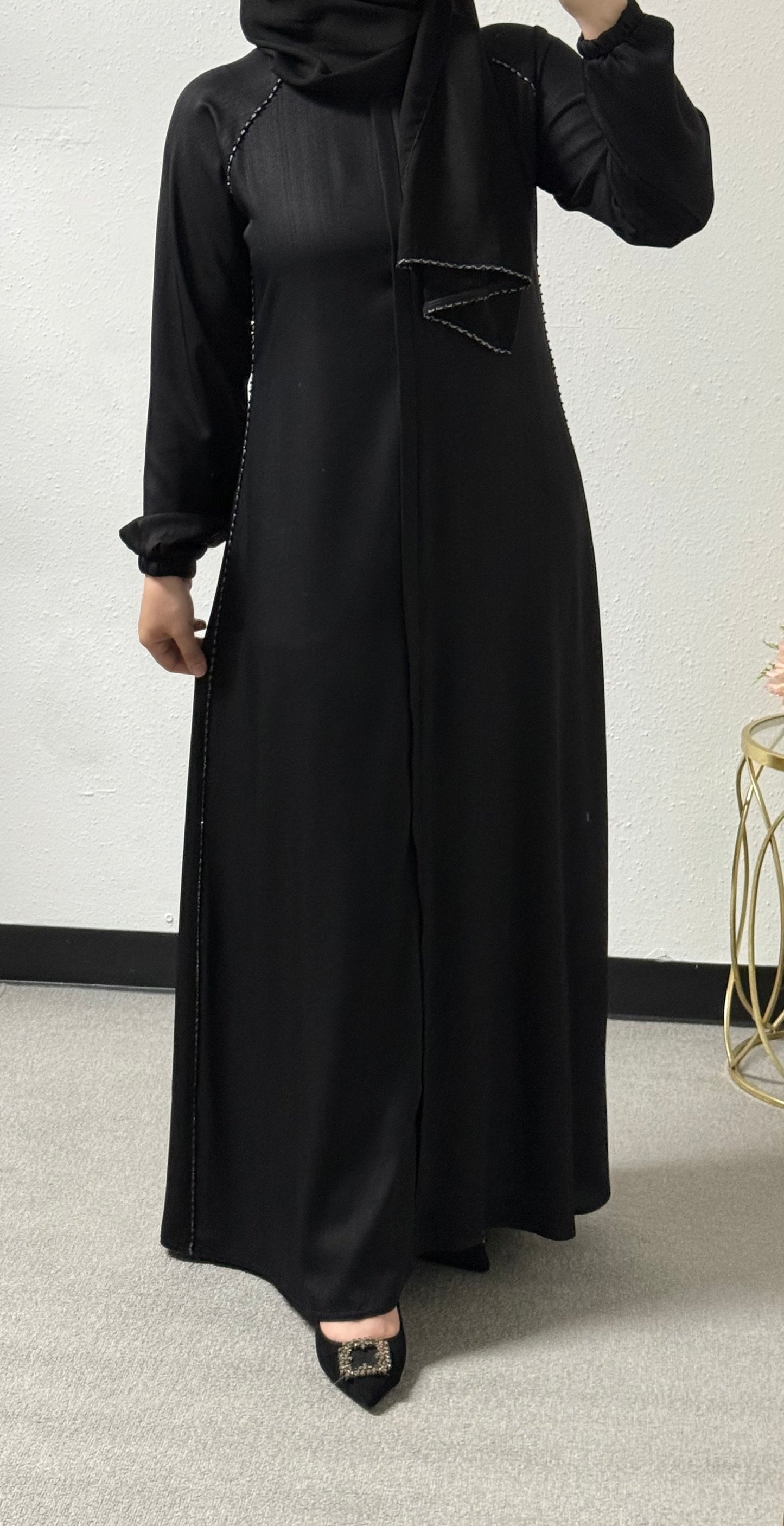 Intricate lace abaya