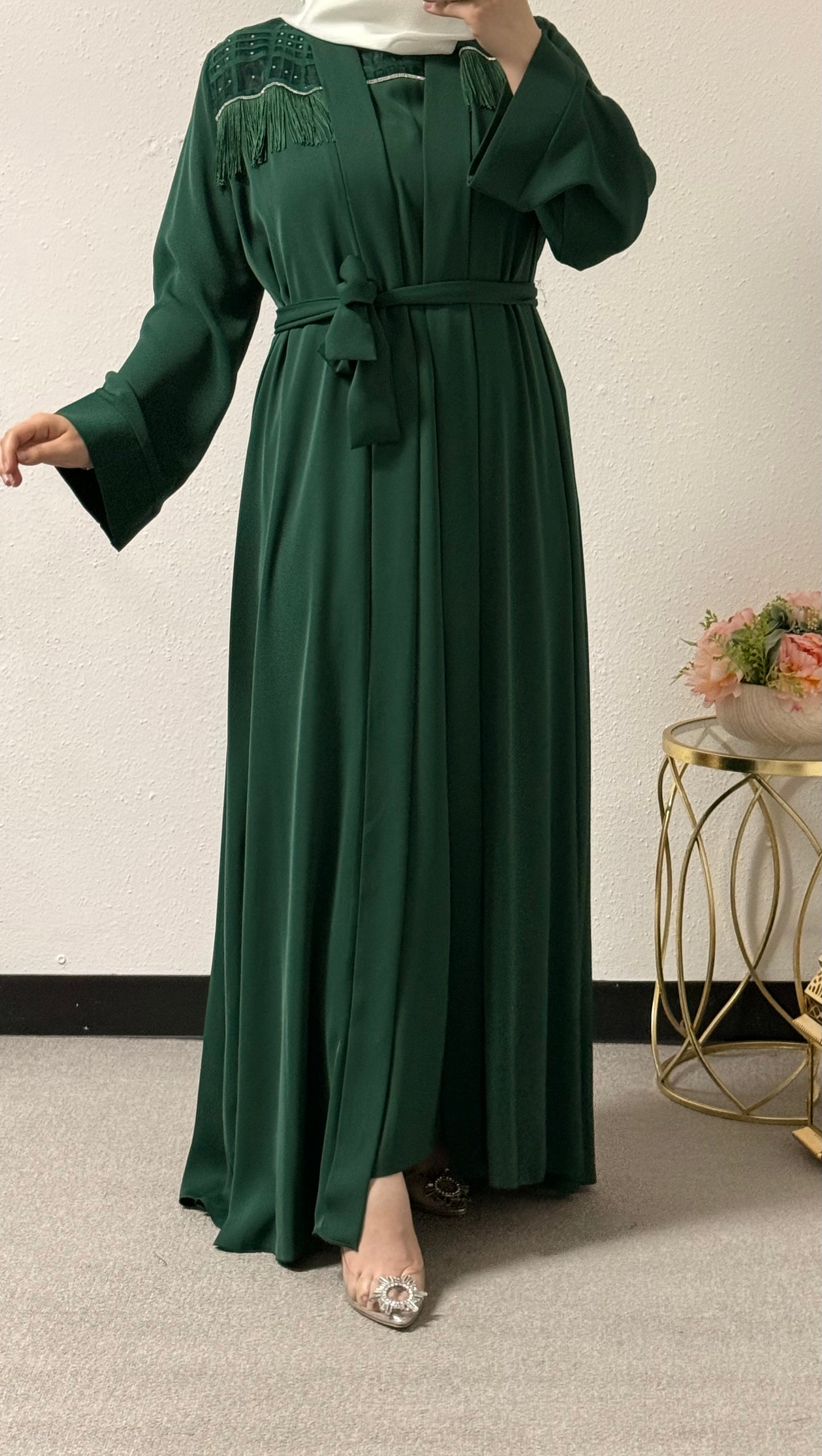 Two-piece beaded abaya set