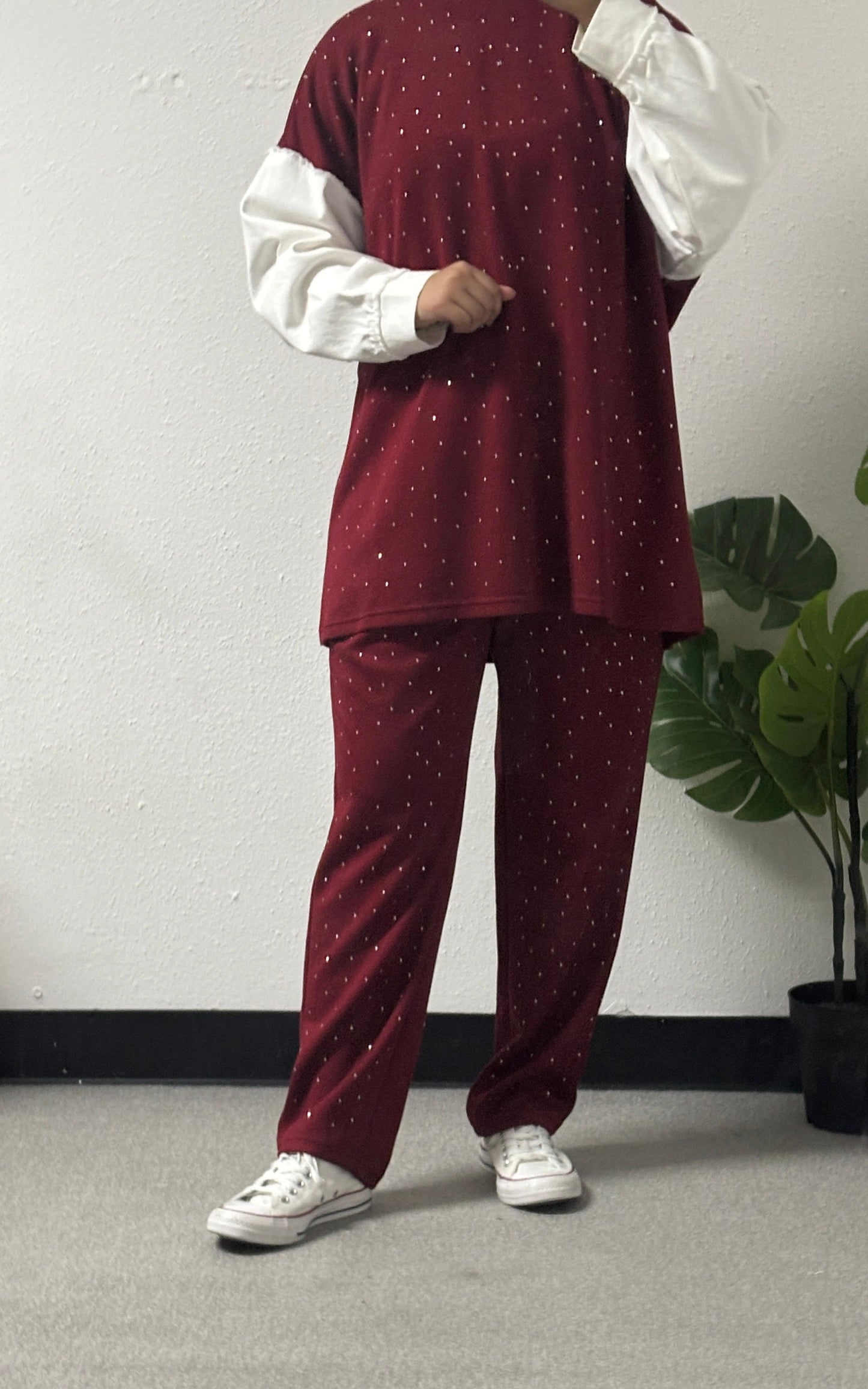 Two-piece cotton tracksuit set