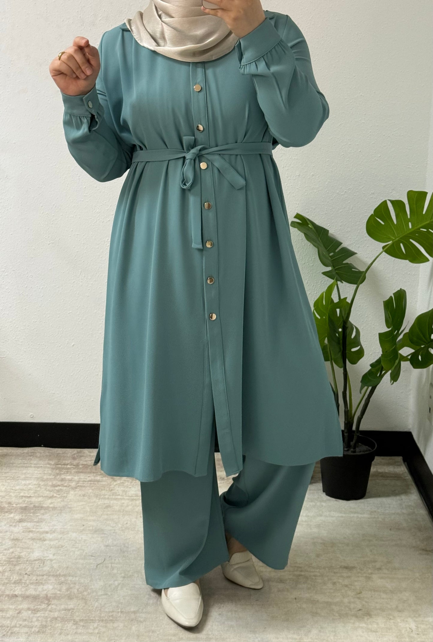 Buttoned Two-Piece Set