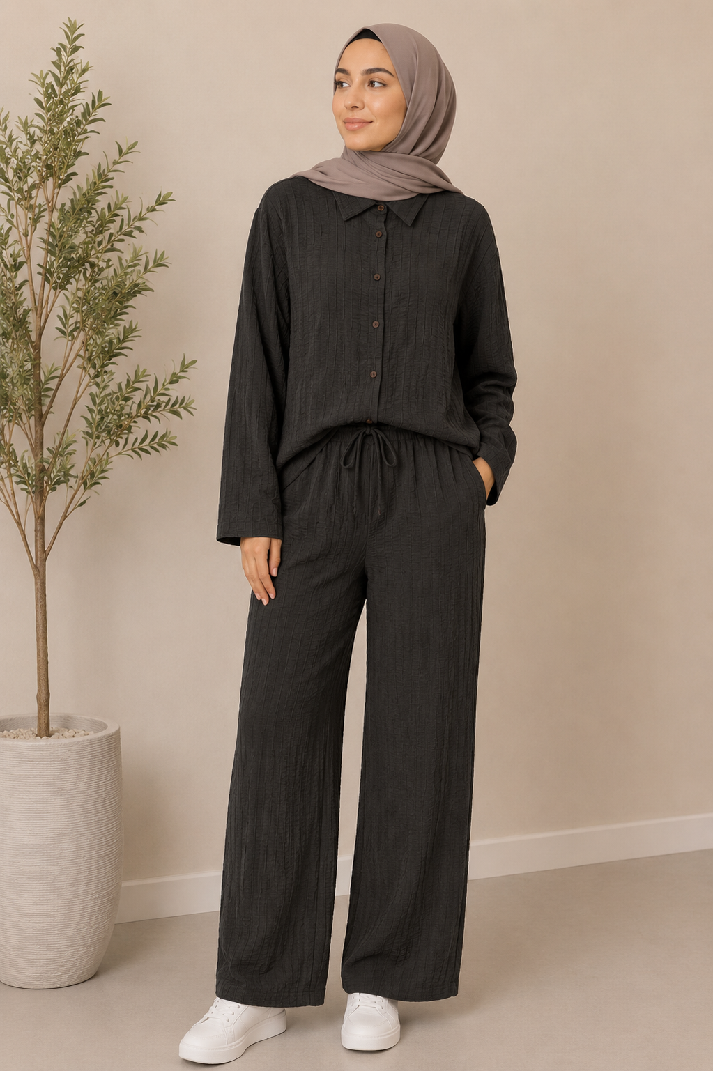 Cotton Textured Two-Piece Set