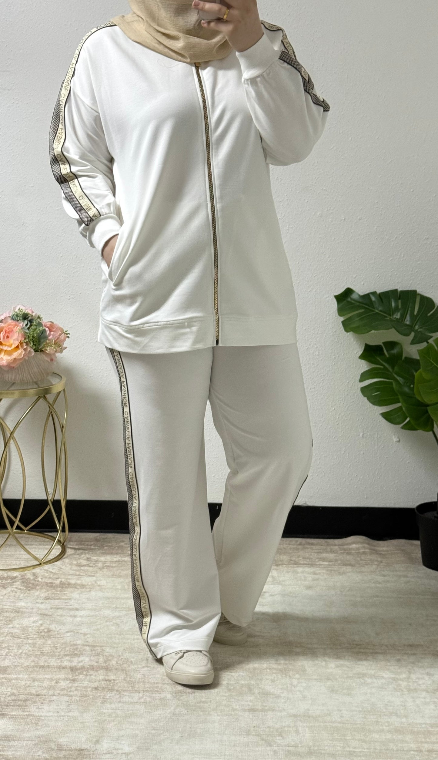 Checkered track suit