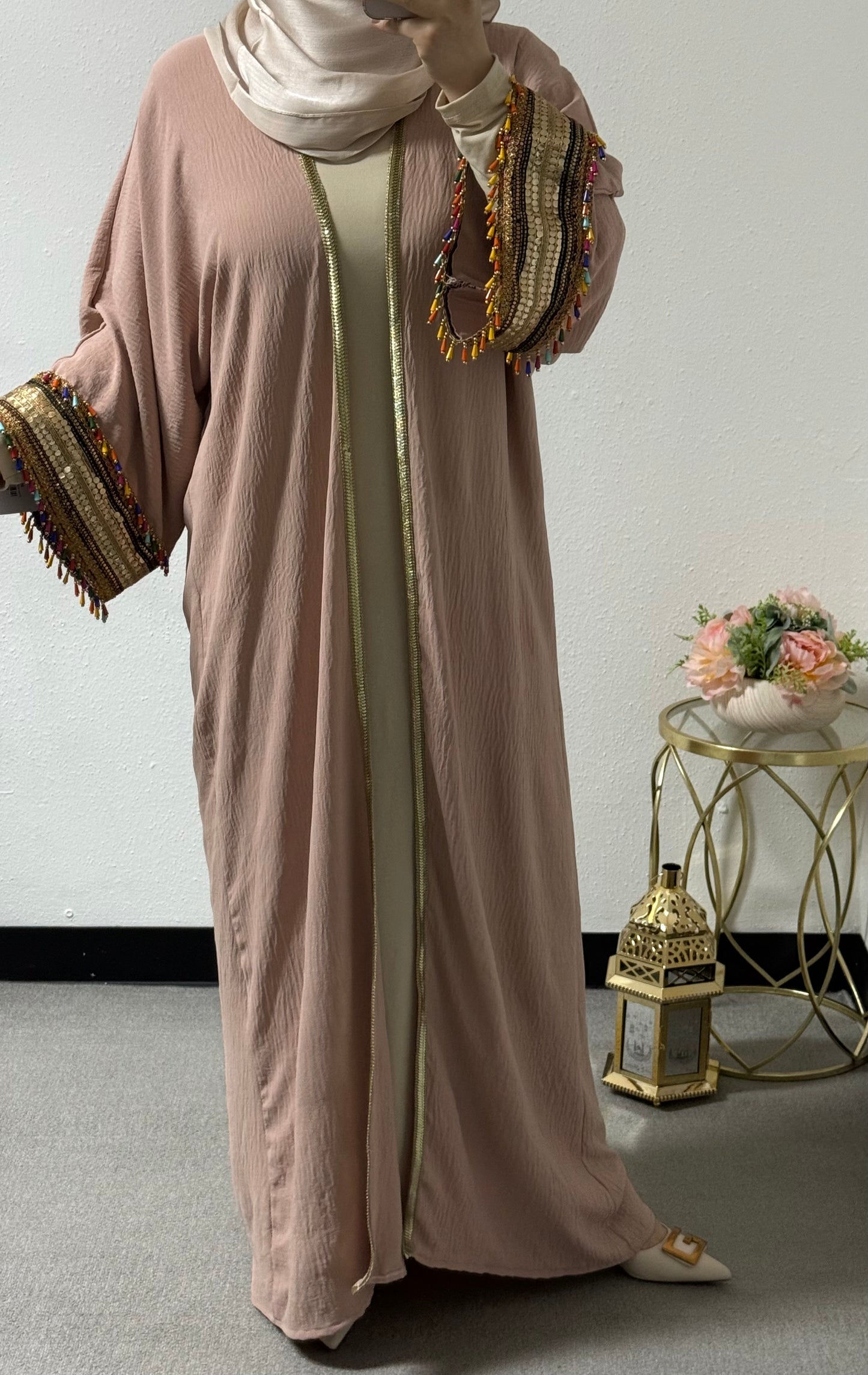 Ramadan colorful tassel abaya