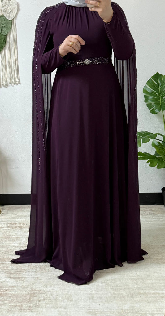 Sparkling beading long sleeves dress