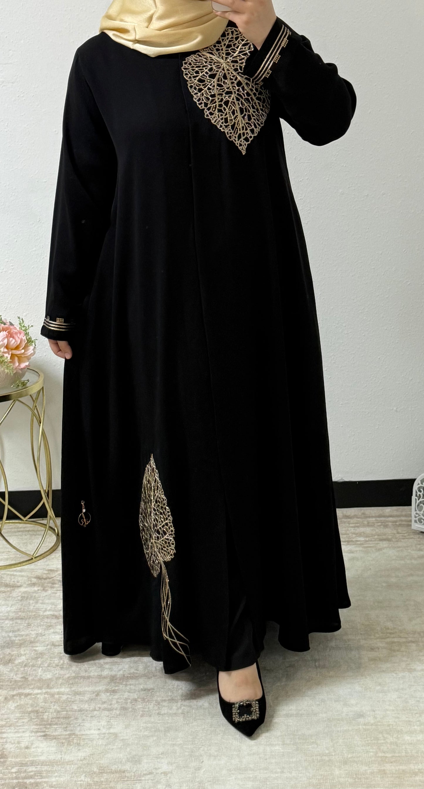 Leaf Embroidered Abaya