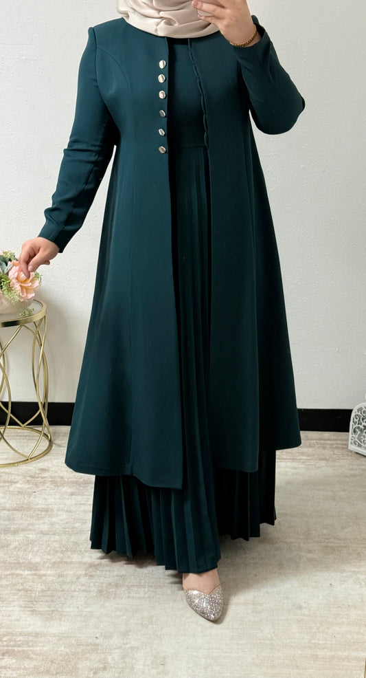 Long Pleated Trench Coat Set