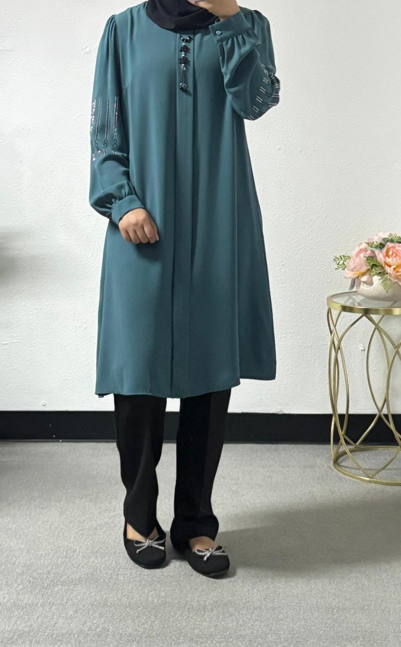 Beaded sleeves long tunic