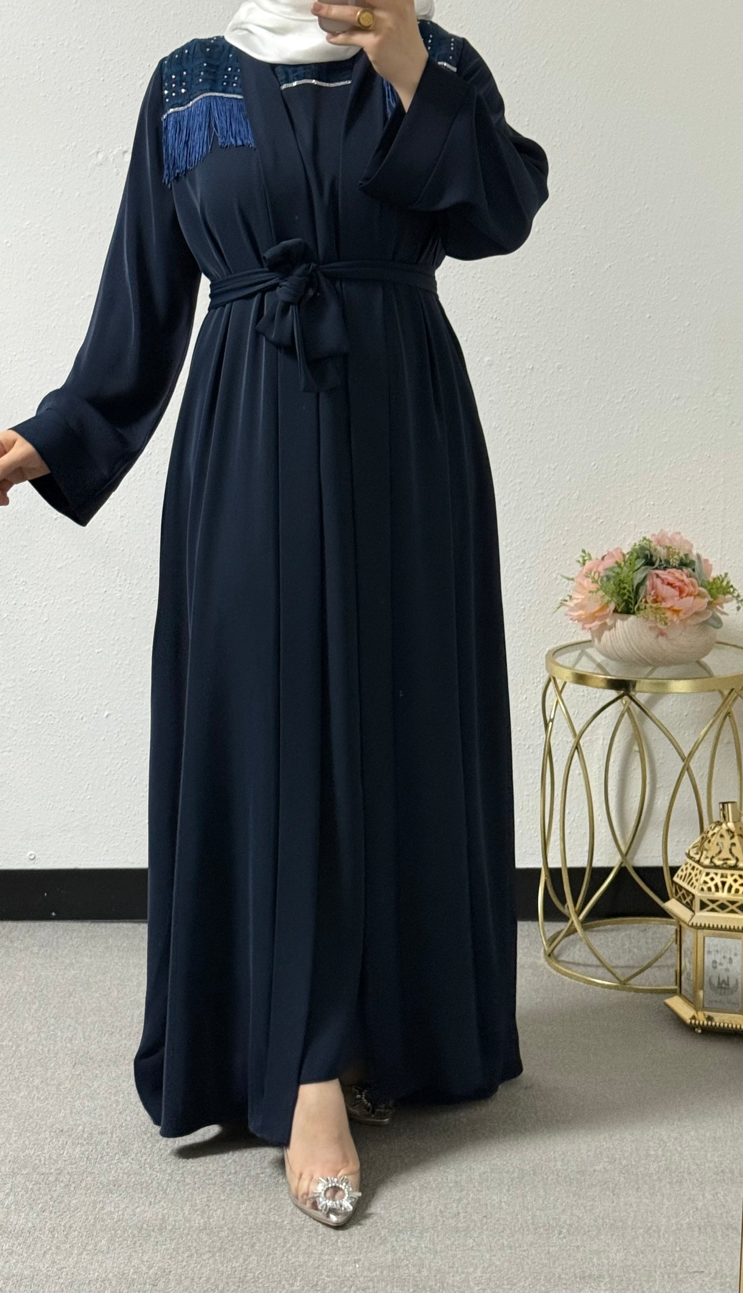 Two-piece beaded abaya set