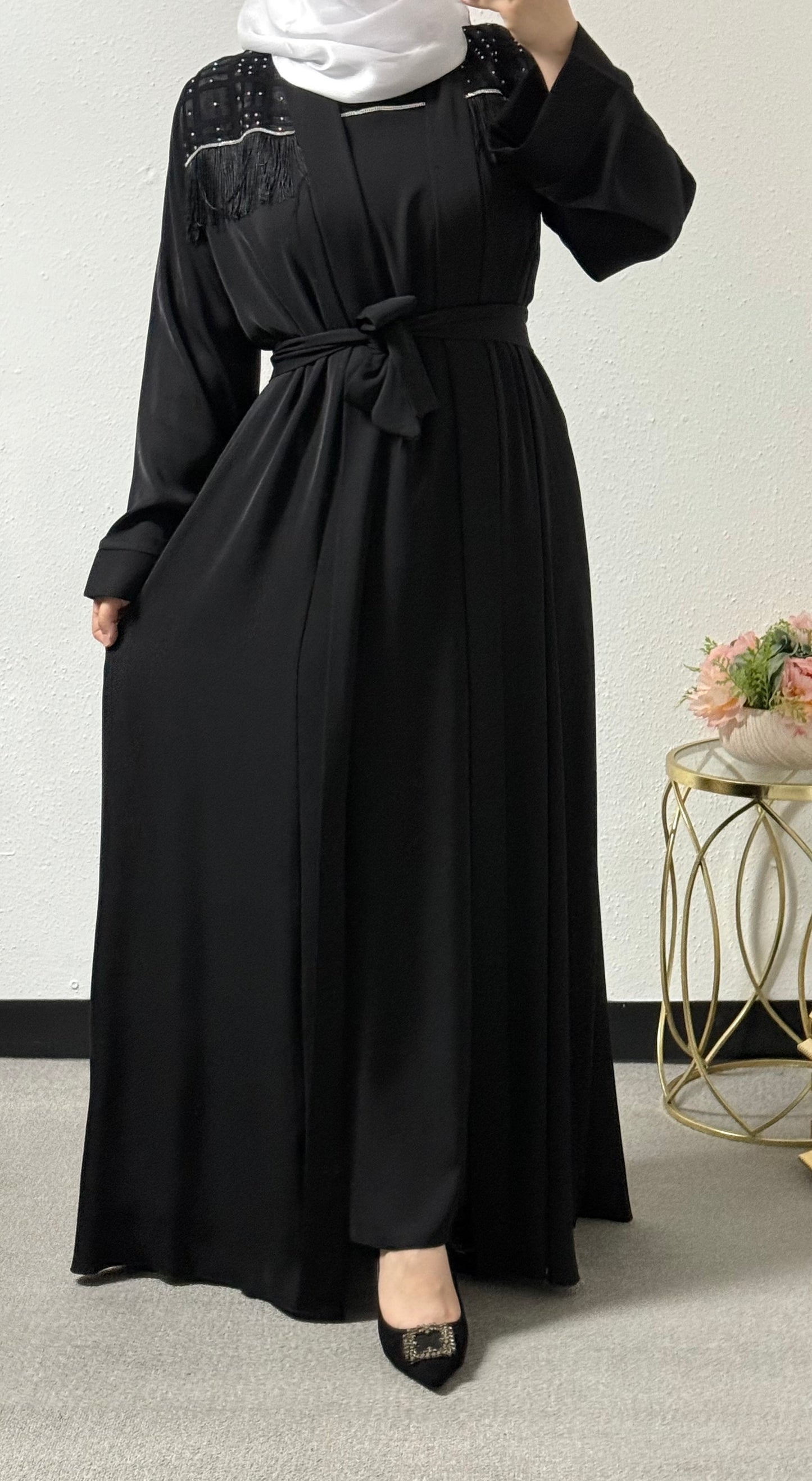 Two-piece beaded abaya set