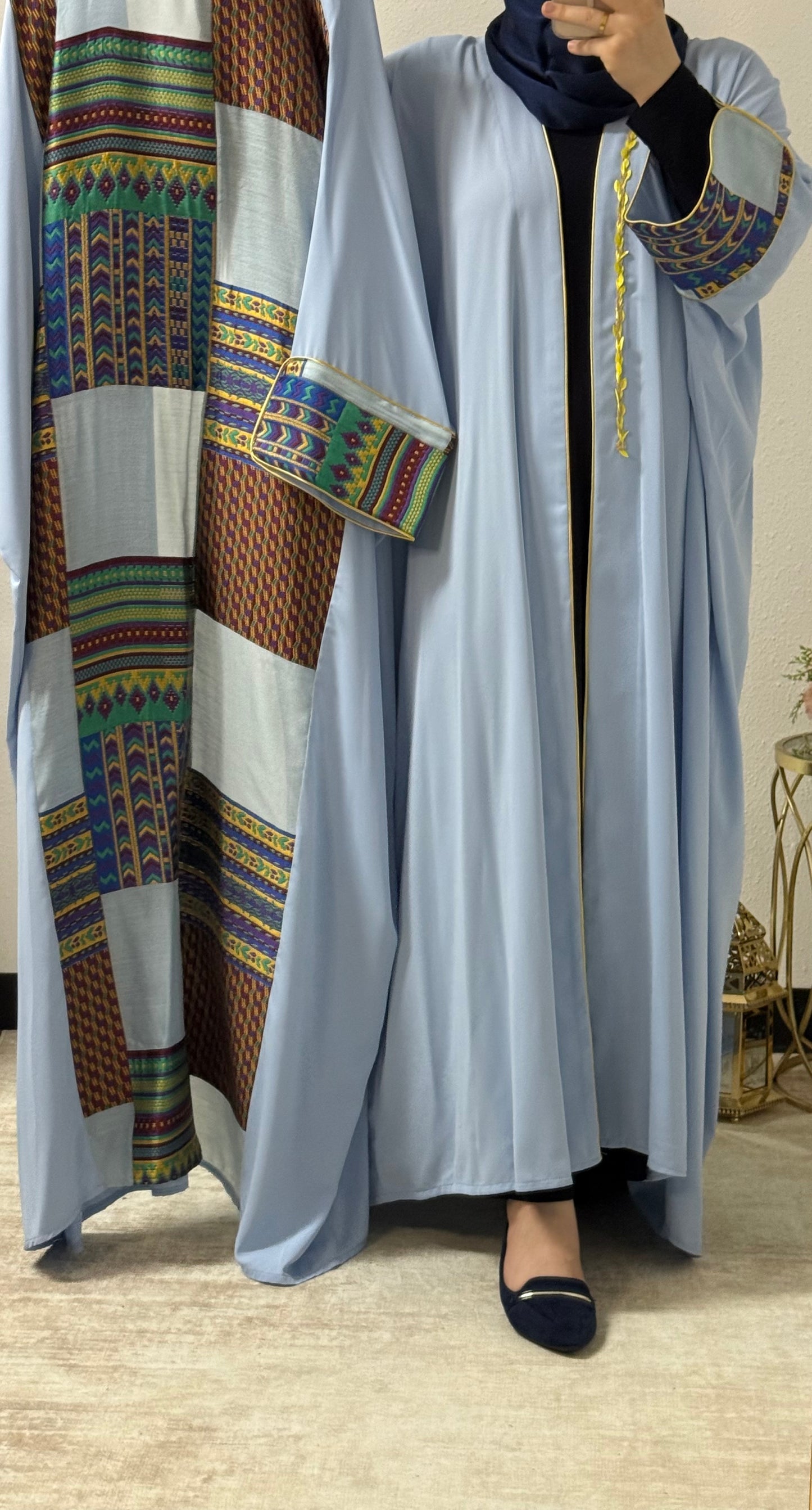 Colorful embroidery butterfly abaya