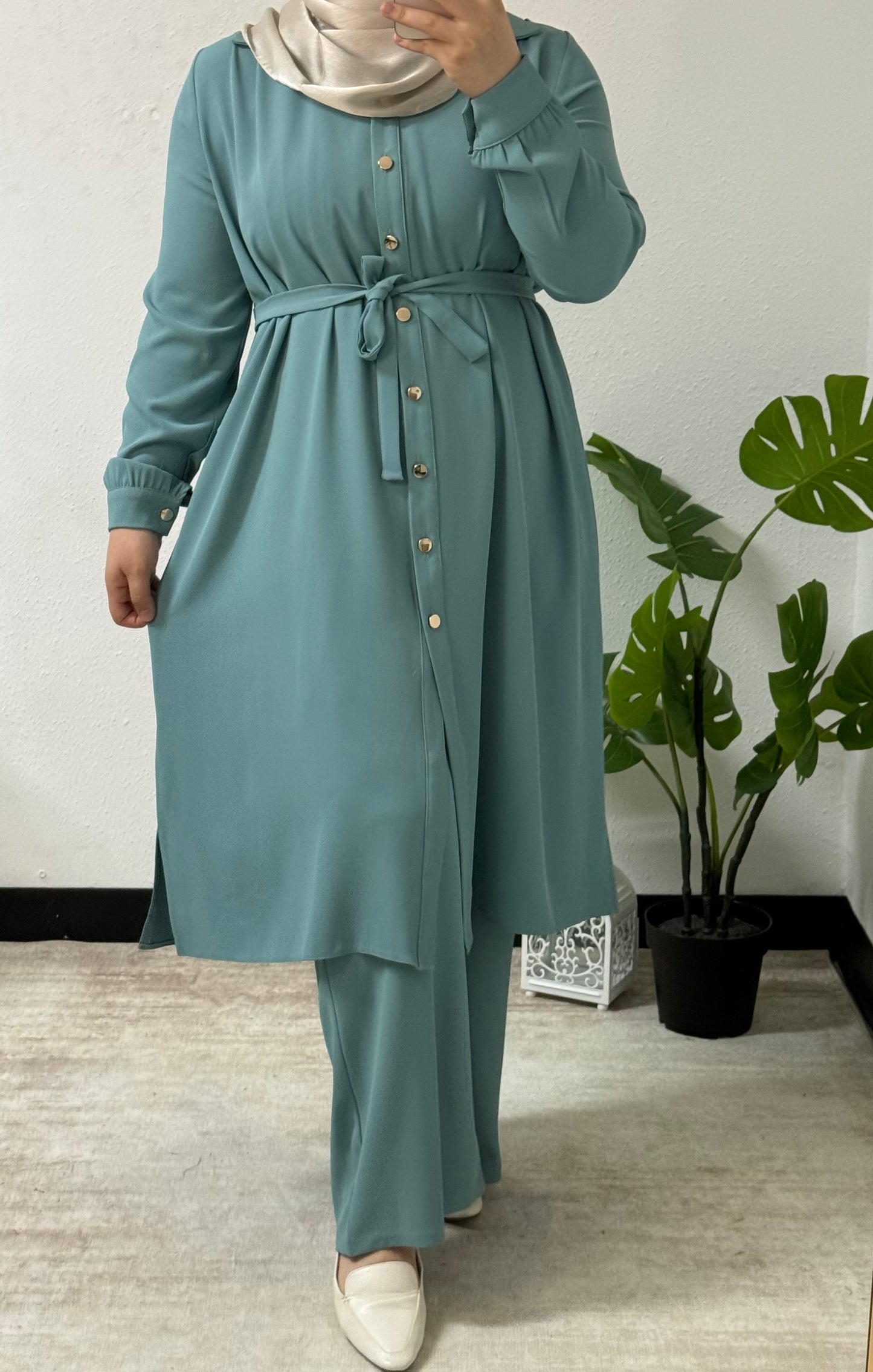 Buttoned Two-Piece Set