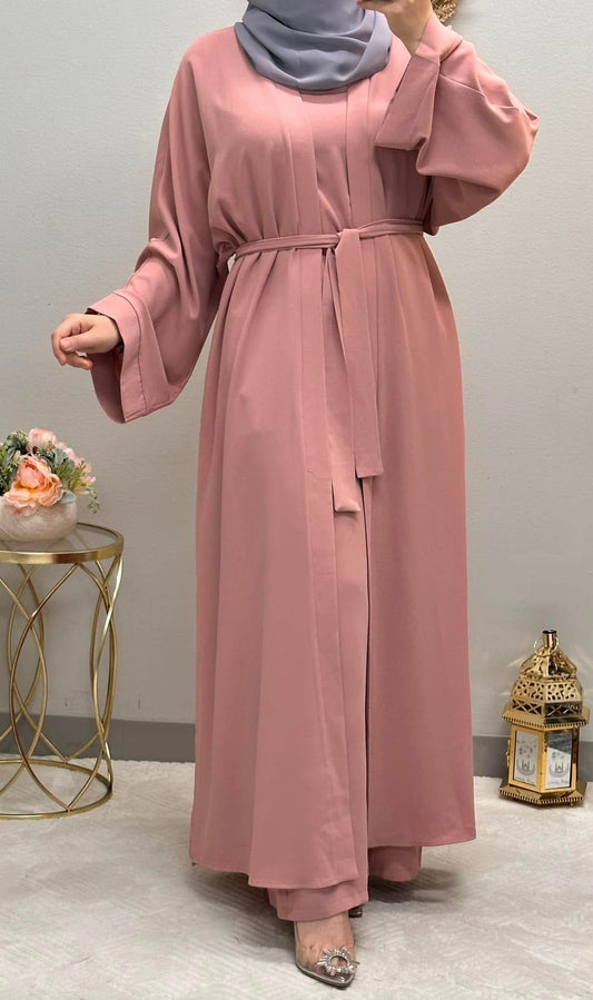 Three-pieces open abaya basic set