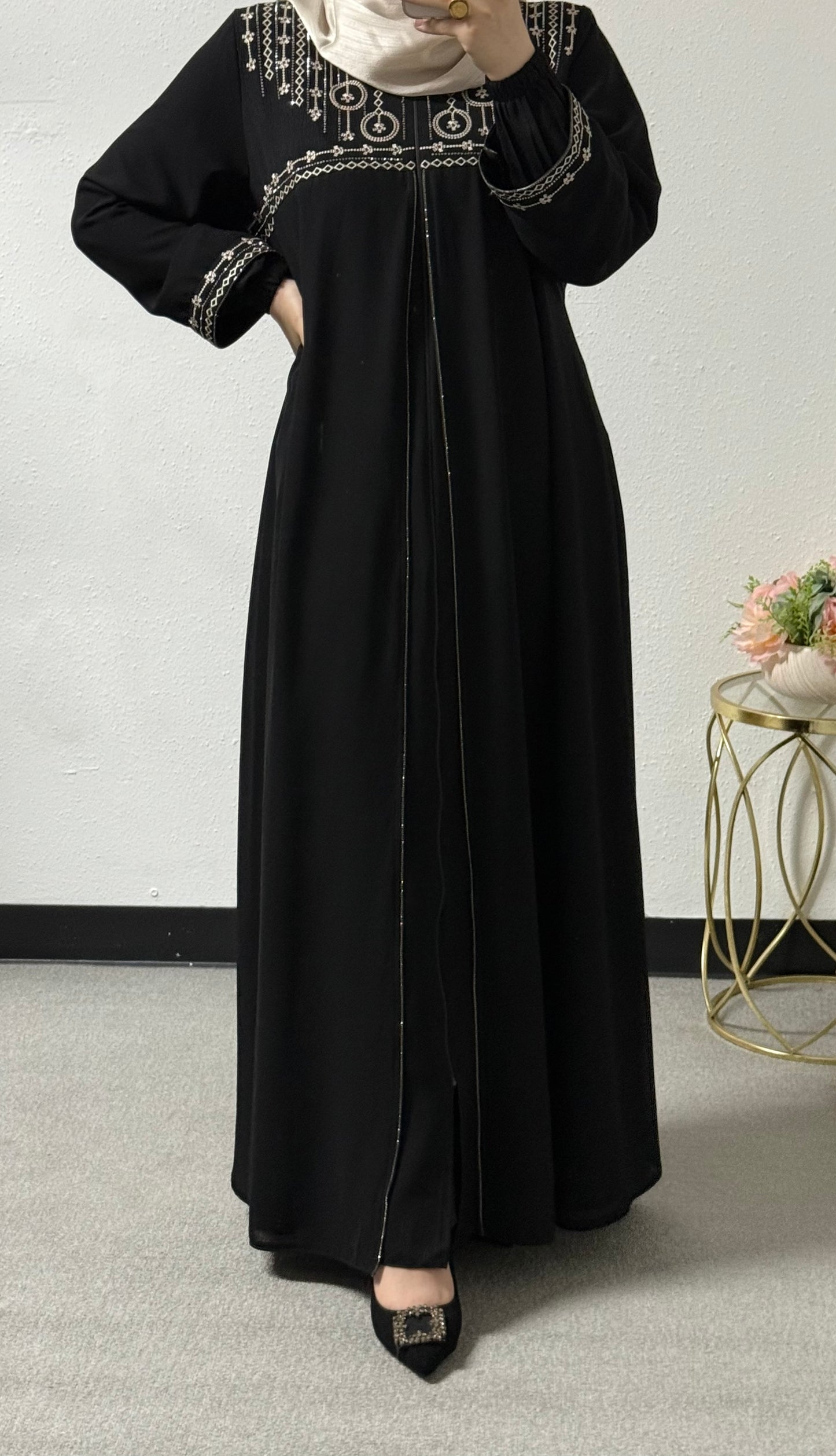 Embroidered plus size abaya