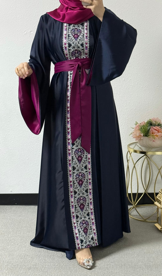 Two piece embroidered abaya