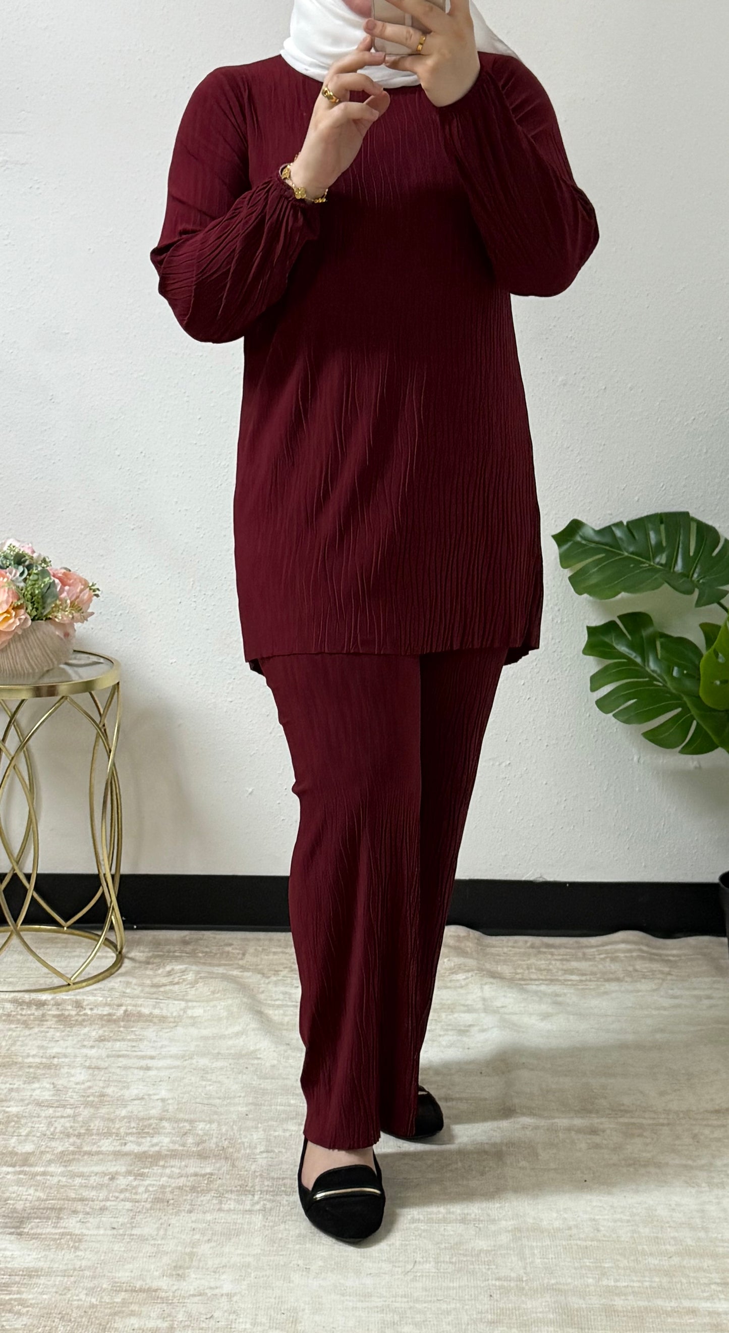 Crinkle Pleated Lycra set