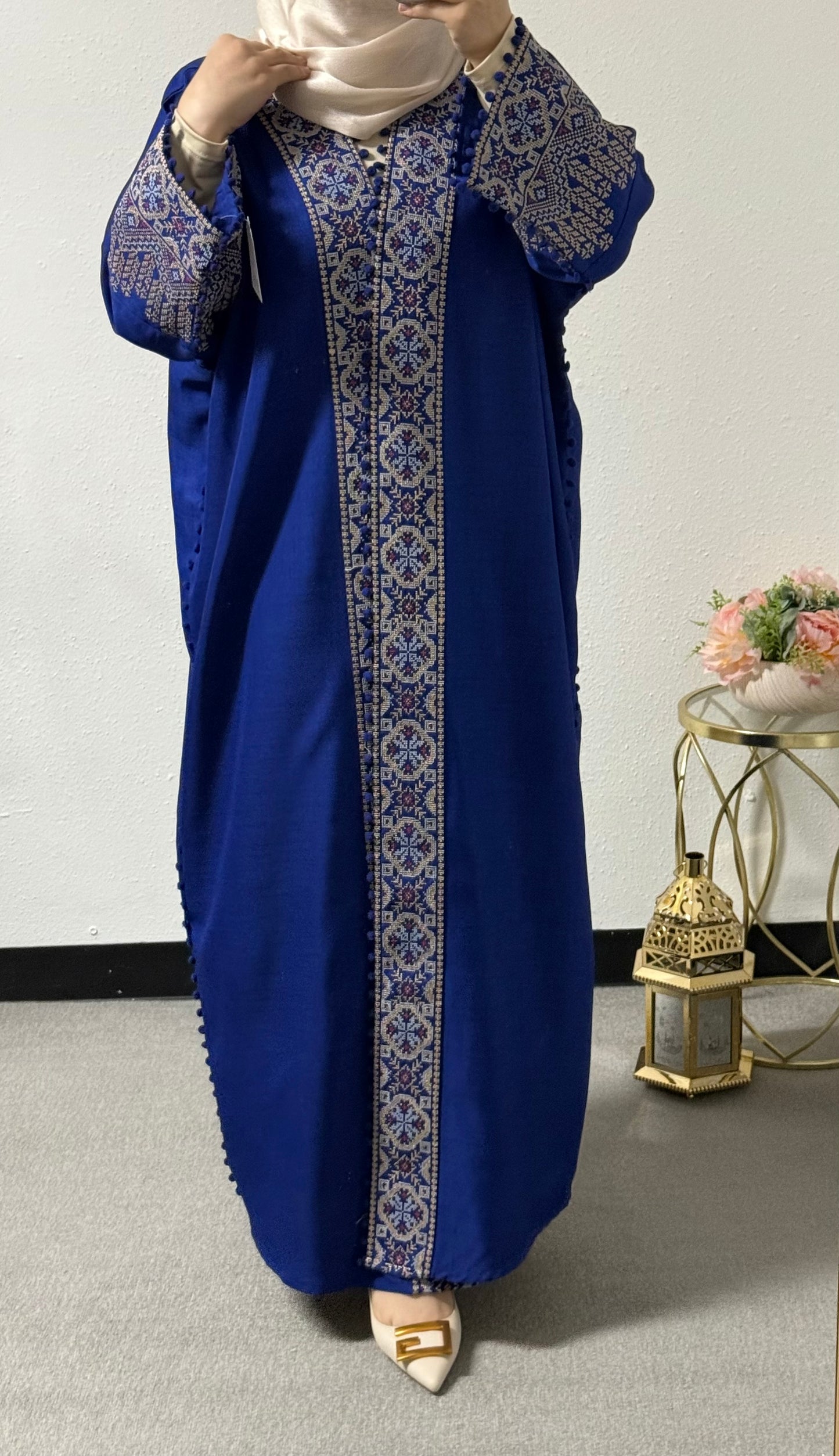 Open embroidered abaya