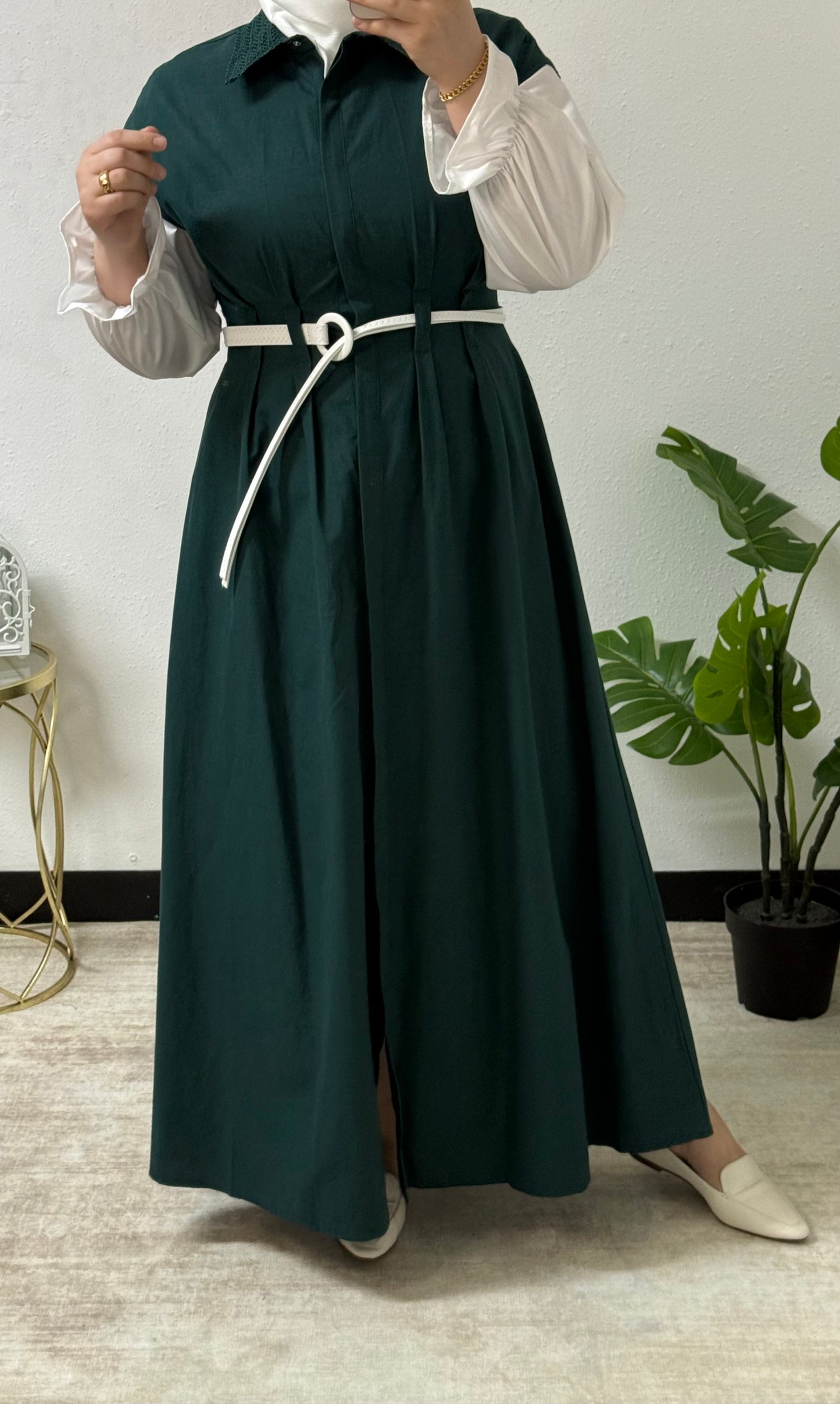 Embroidered Collar Classic Dress