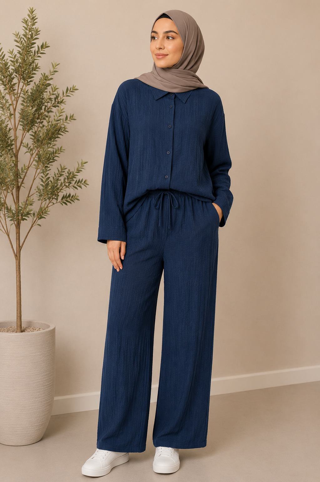 Cotton Textured Two-Piece Set