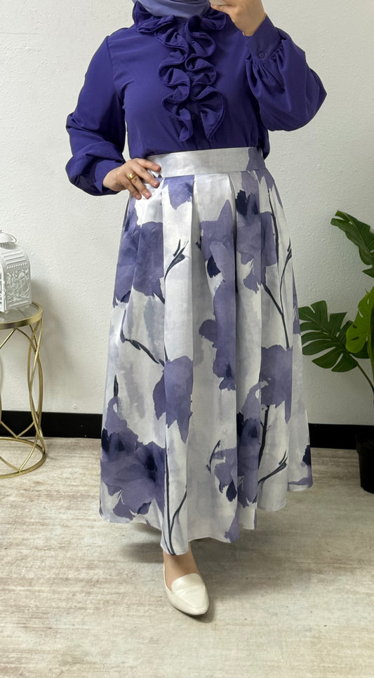 Floral Silk Skirt Set