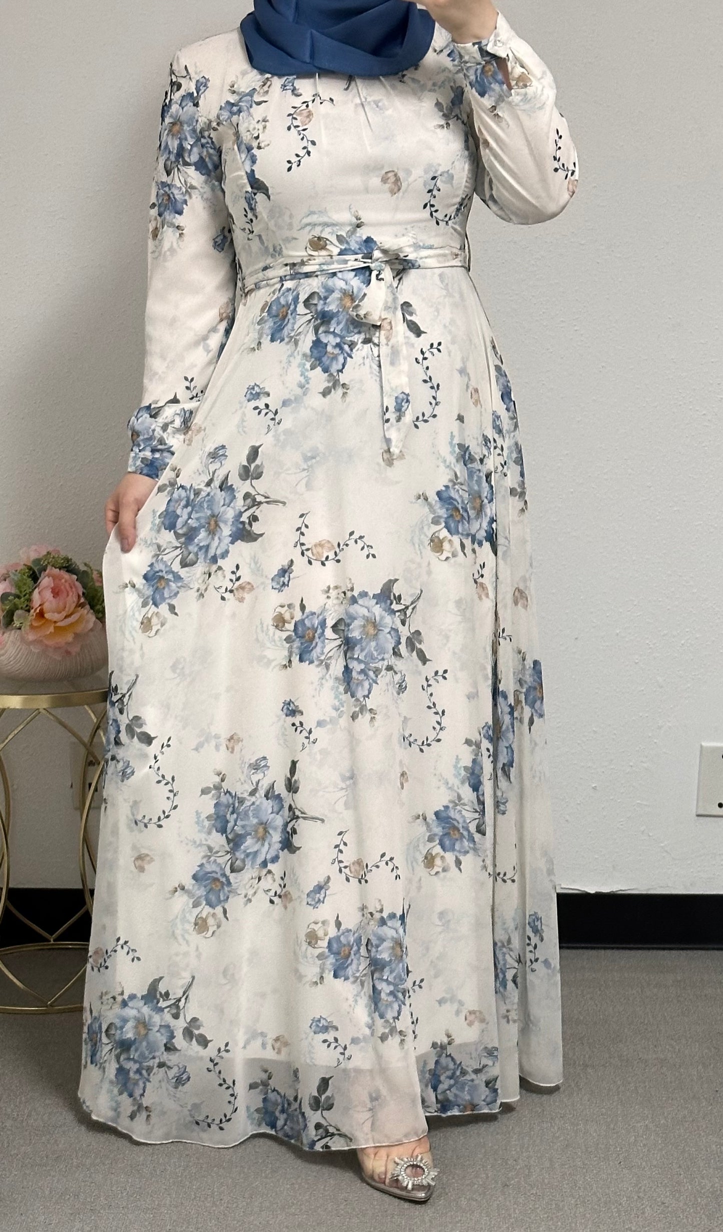 flora dress with belt