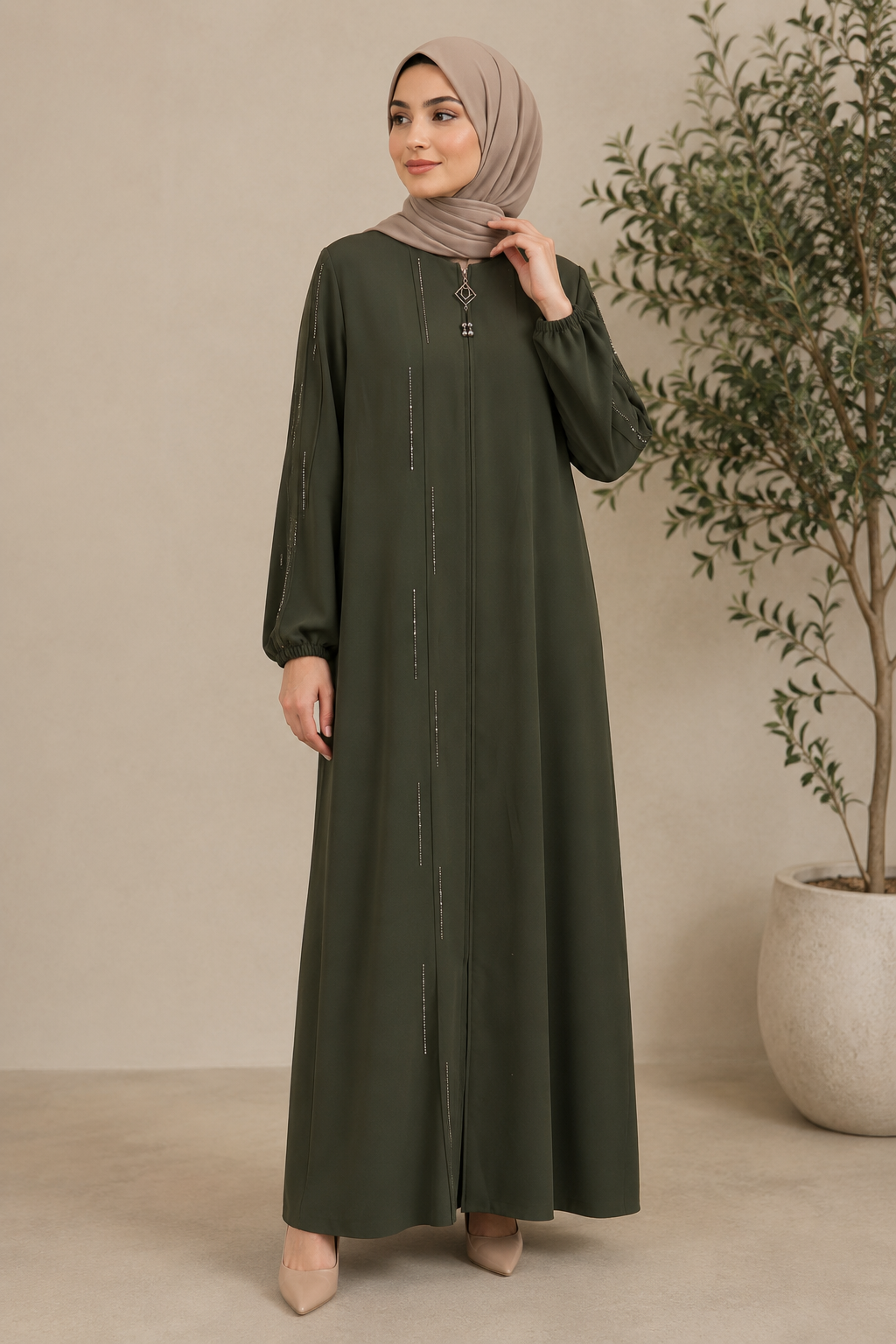 Simple Beaded Abaya