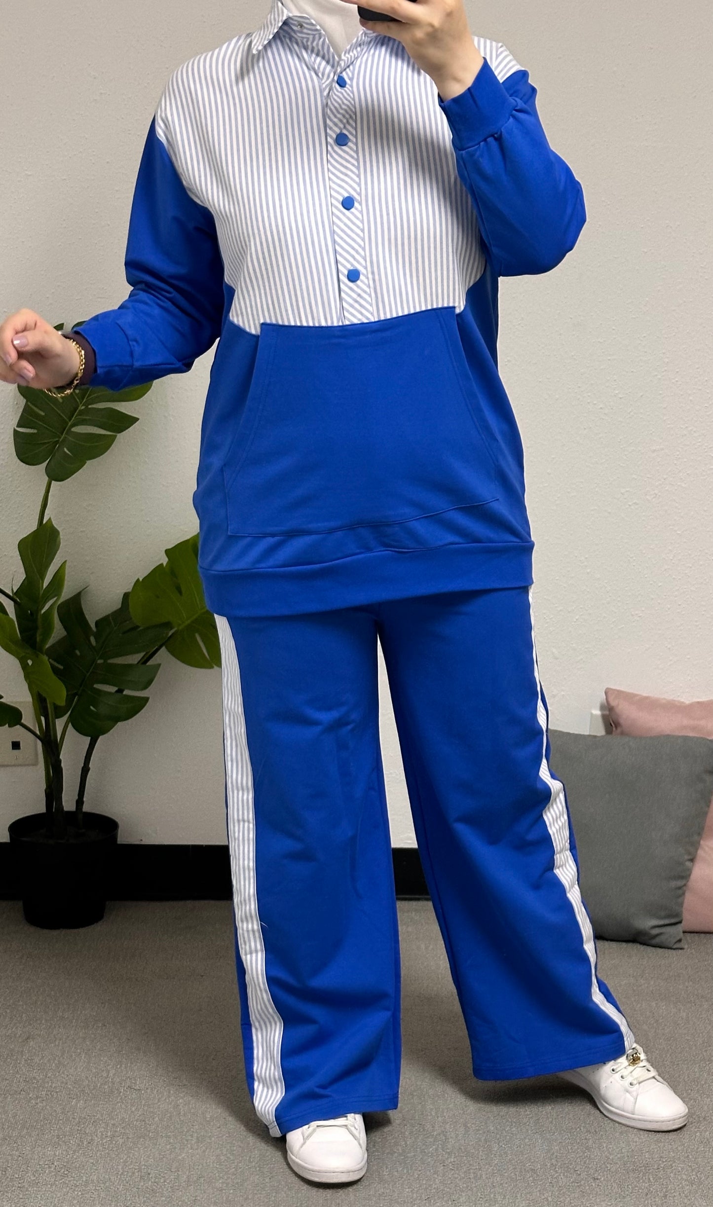 Two-piece cotton tracksuit set