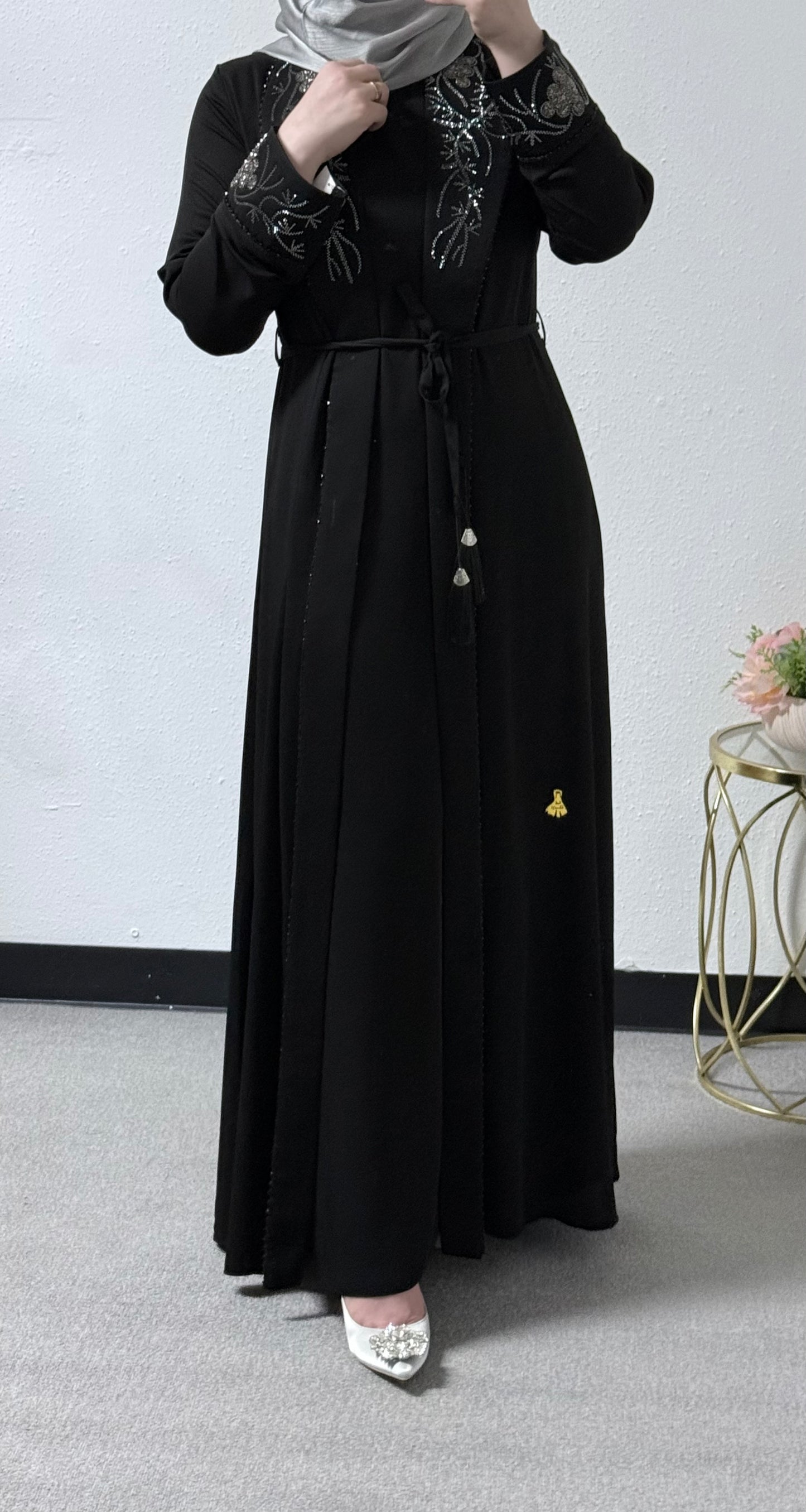 2-piece intricate beads abaya set