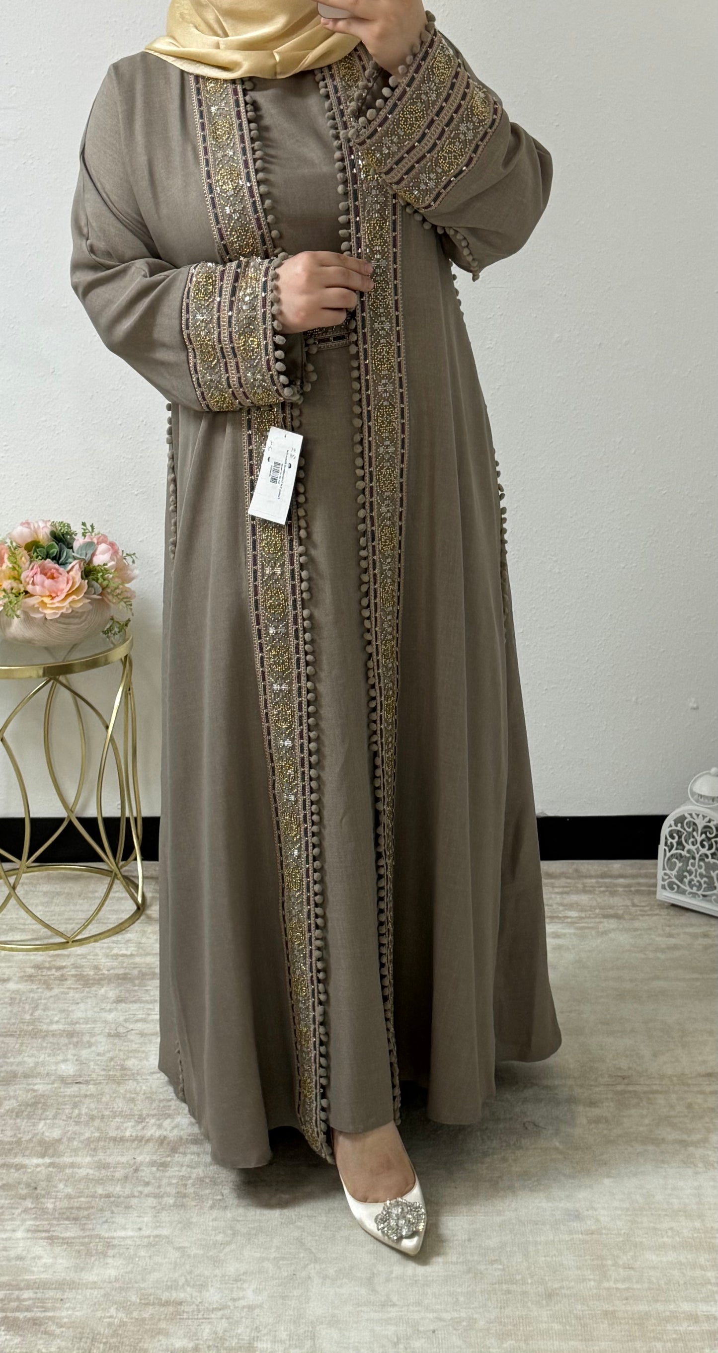 Festive Eid Embroidered Abaya Set