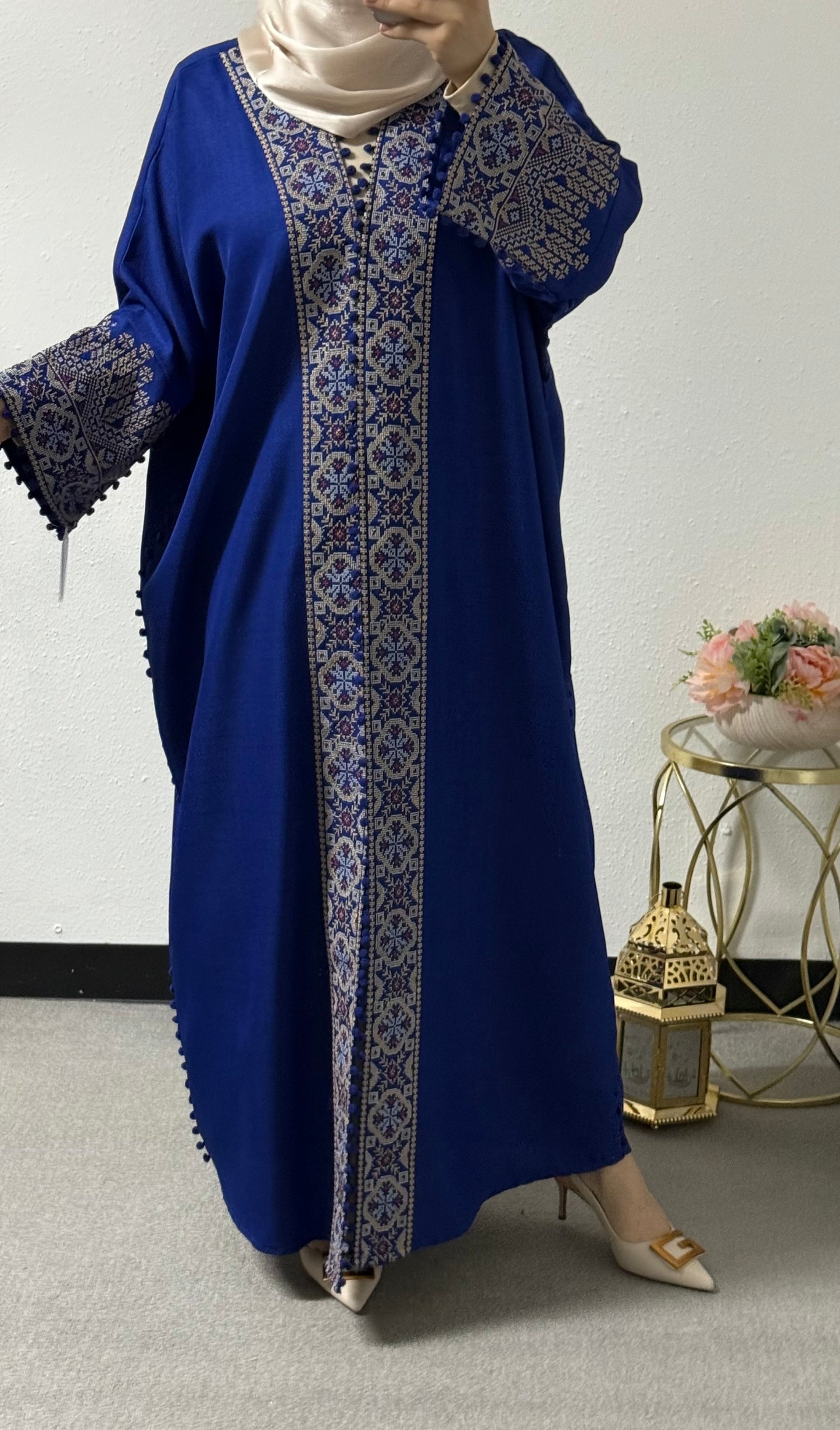 Open embroidered abaya