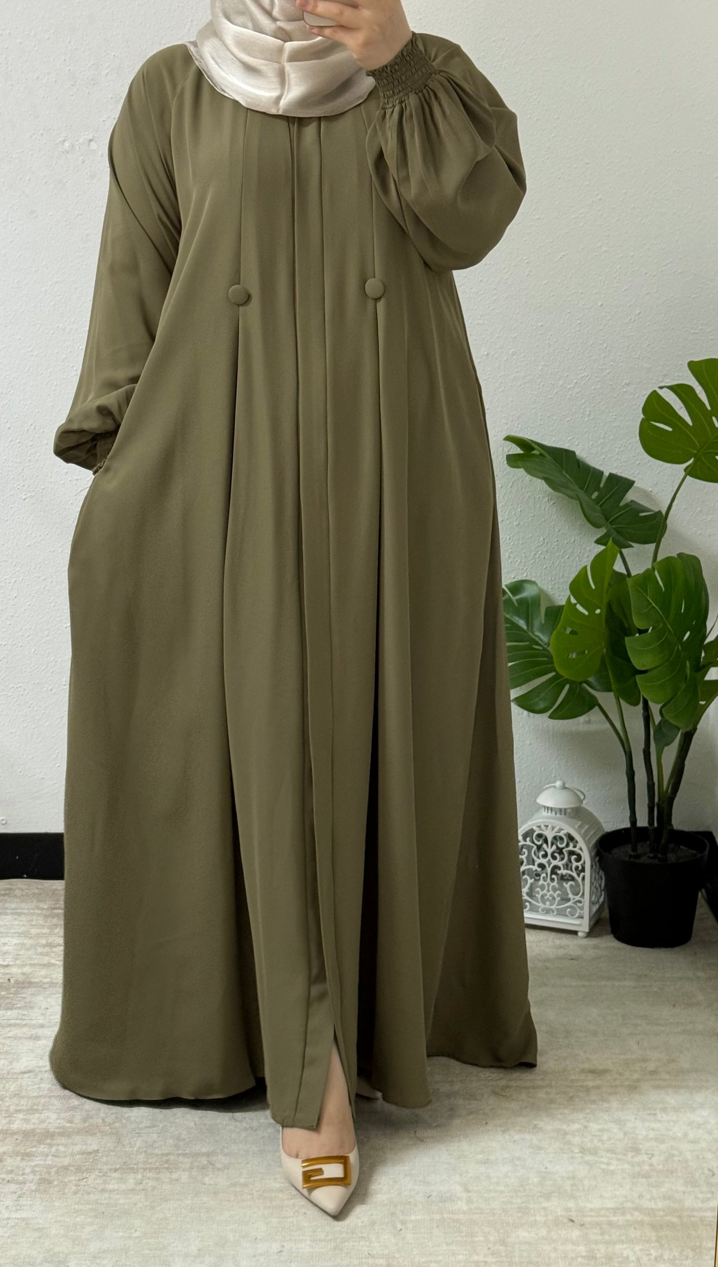 Simple Double Button Abaya
