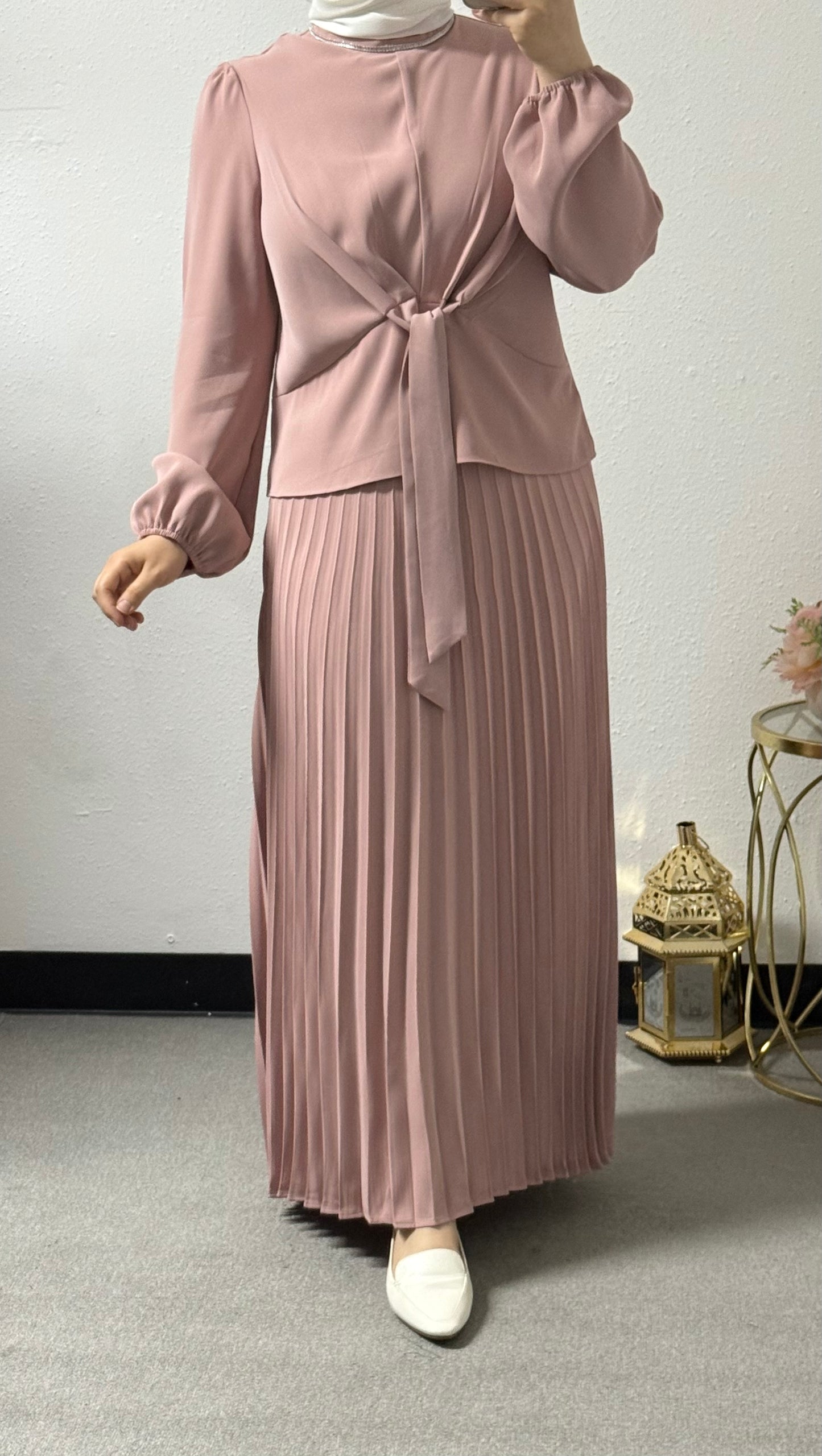 Two-Piece Pleated Skirt Set