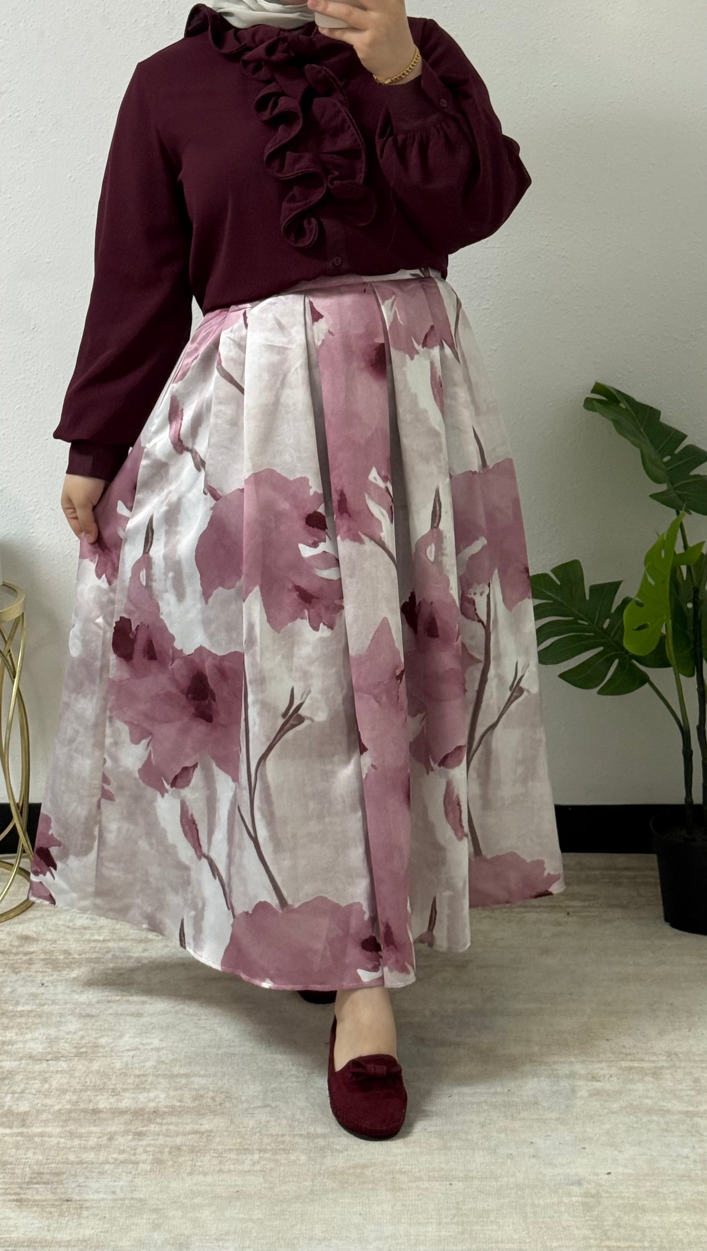 Floral Silk Skirt Set
