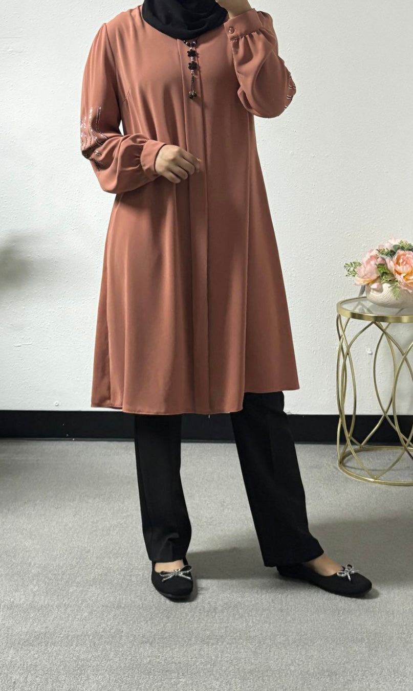 Beaded sleeves long tunic