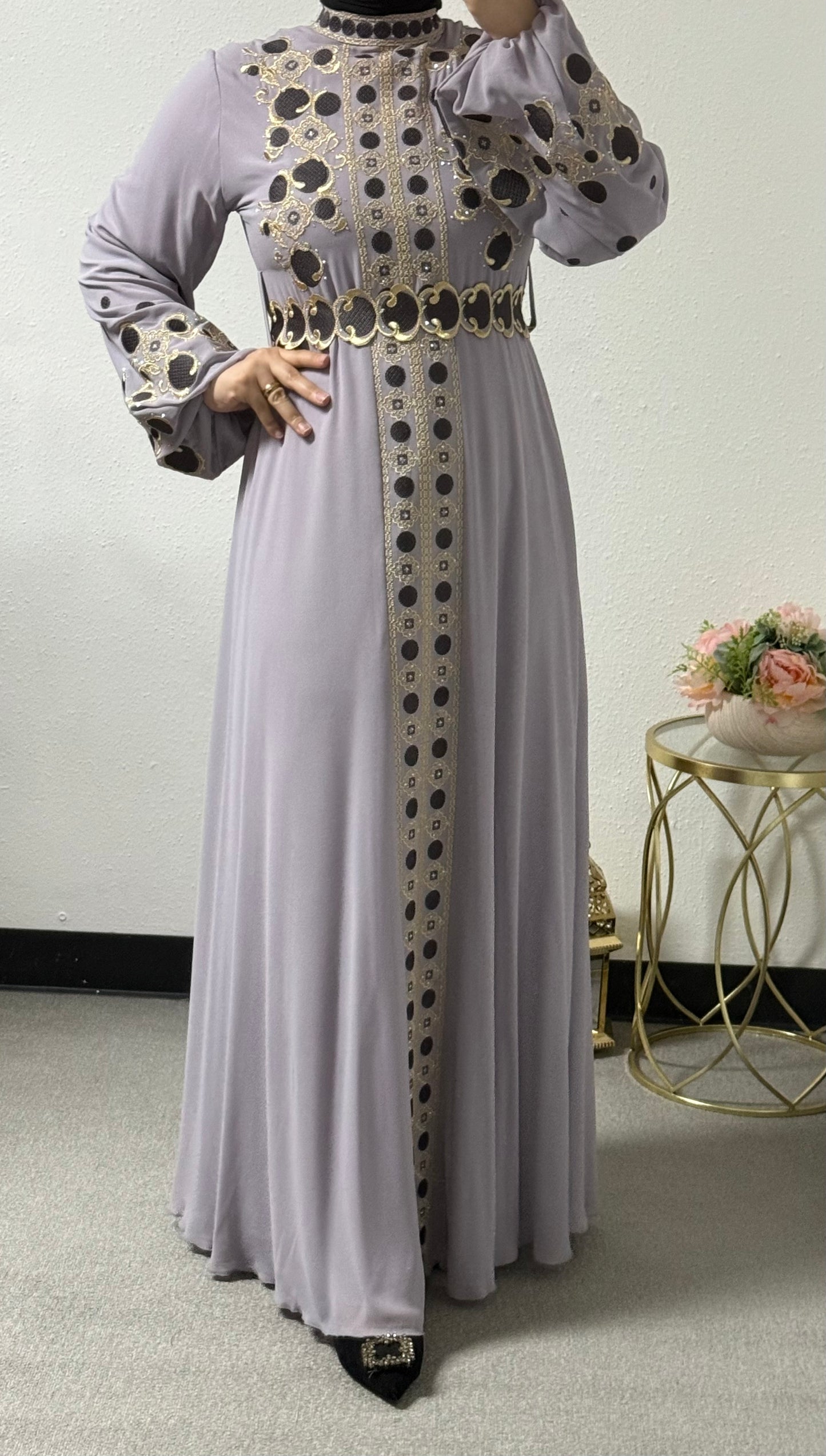 Chiffon adorned dress