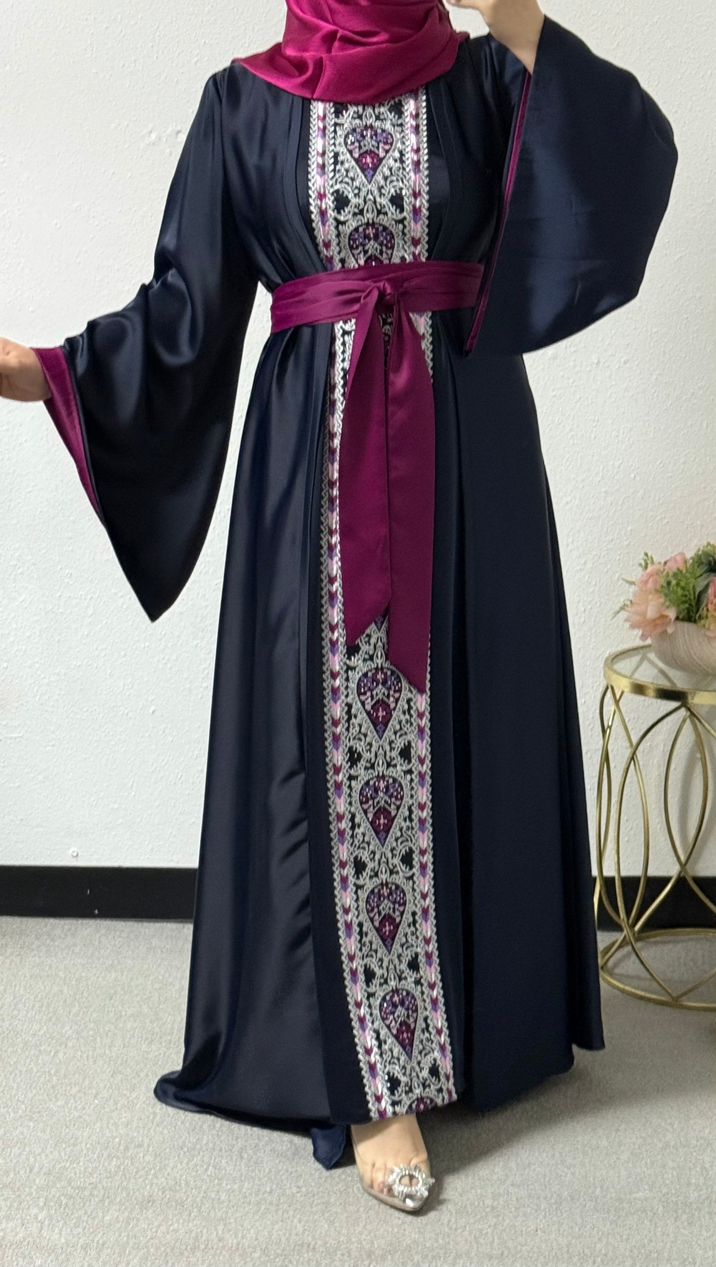 Two piece embroidered abaya