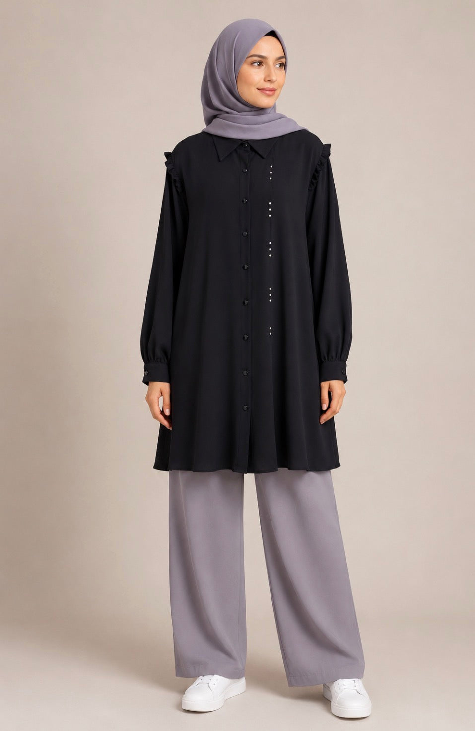 Simple Beaded Long Shirt