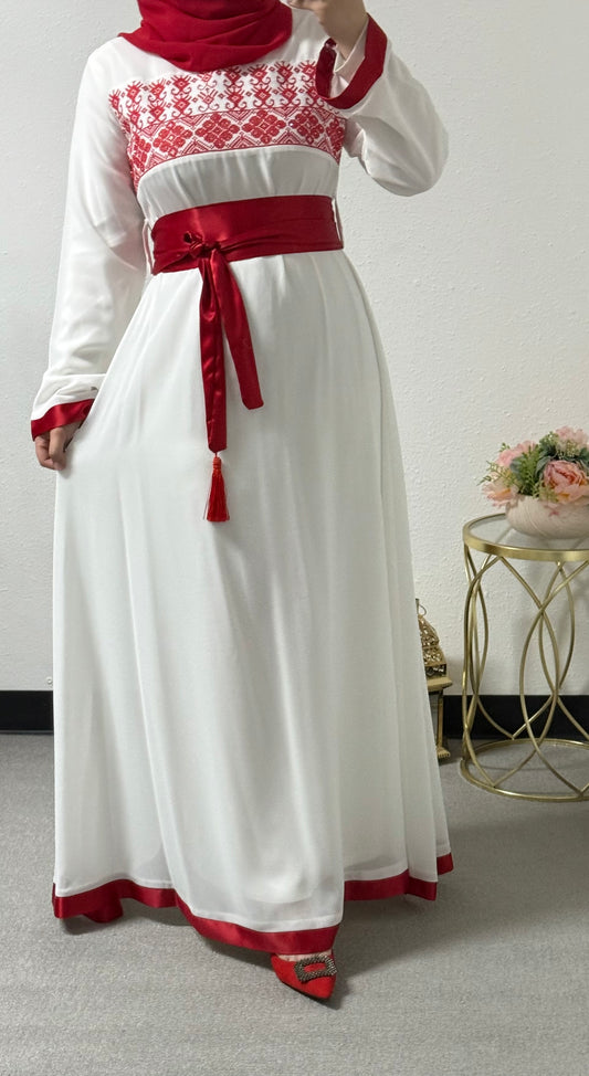 Palestinian embroidered chiffon dress