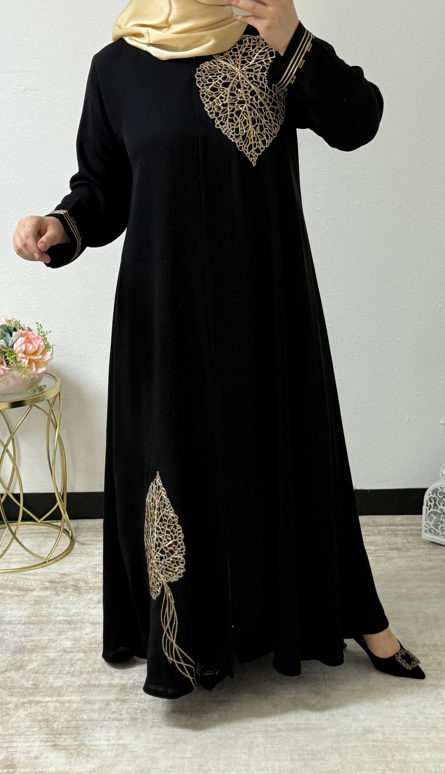 Leaf Embroidered Abaya