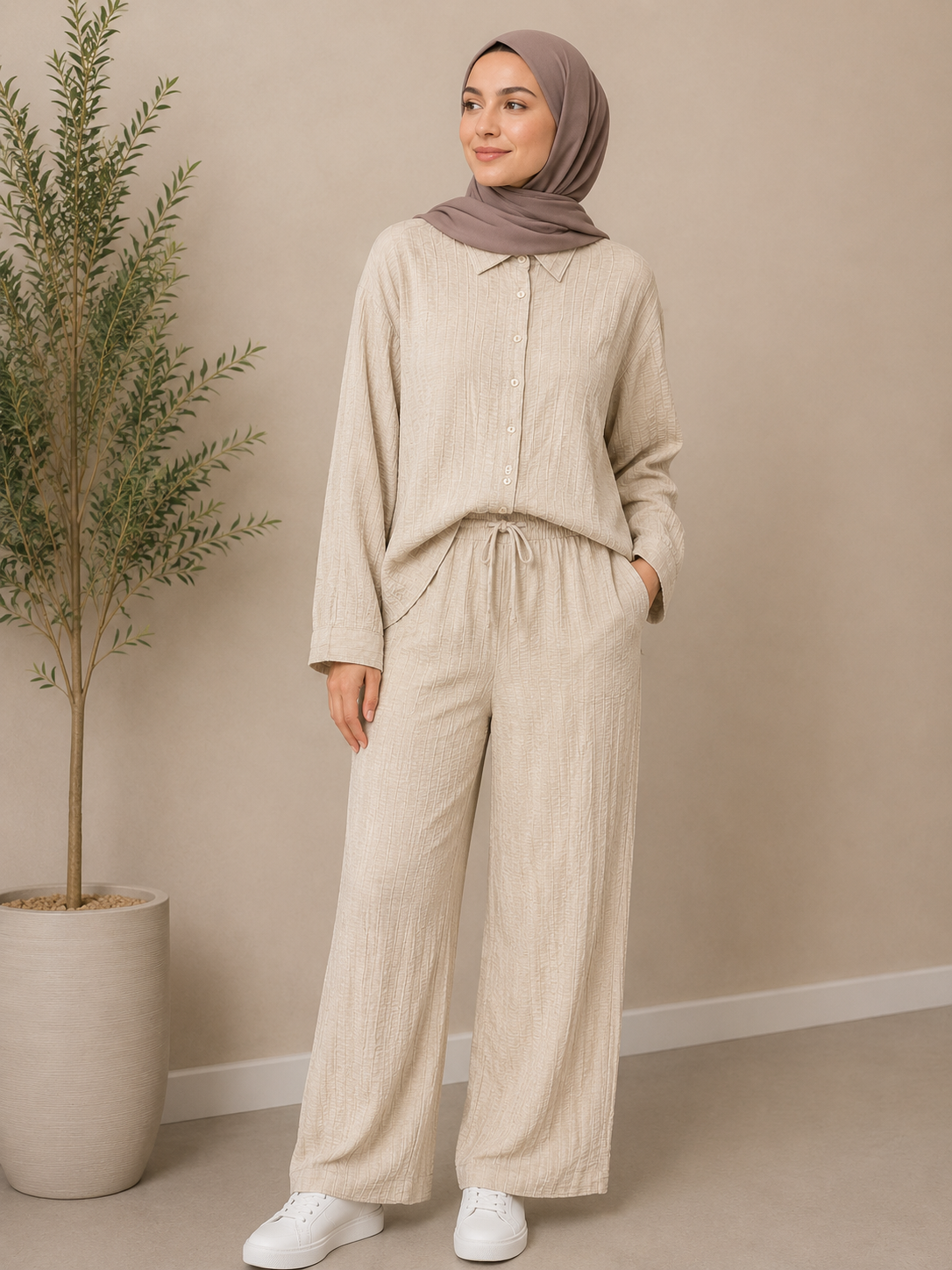 Cotton Textured Two-Piece Set