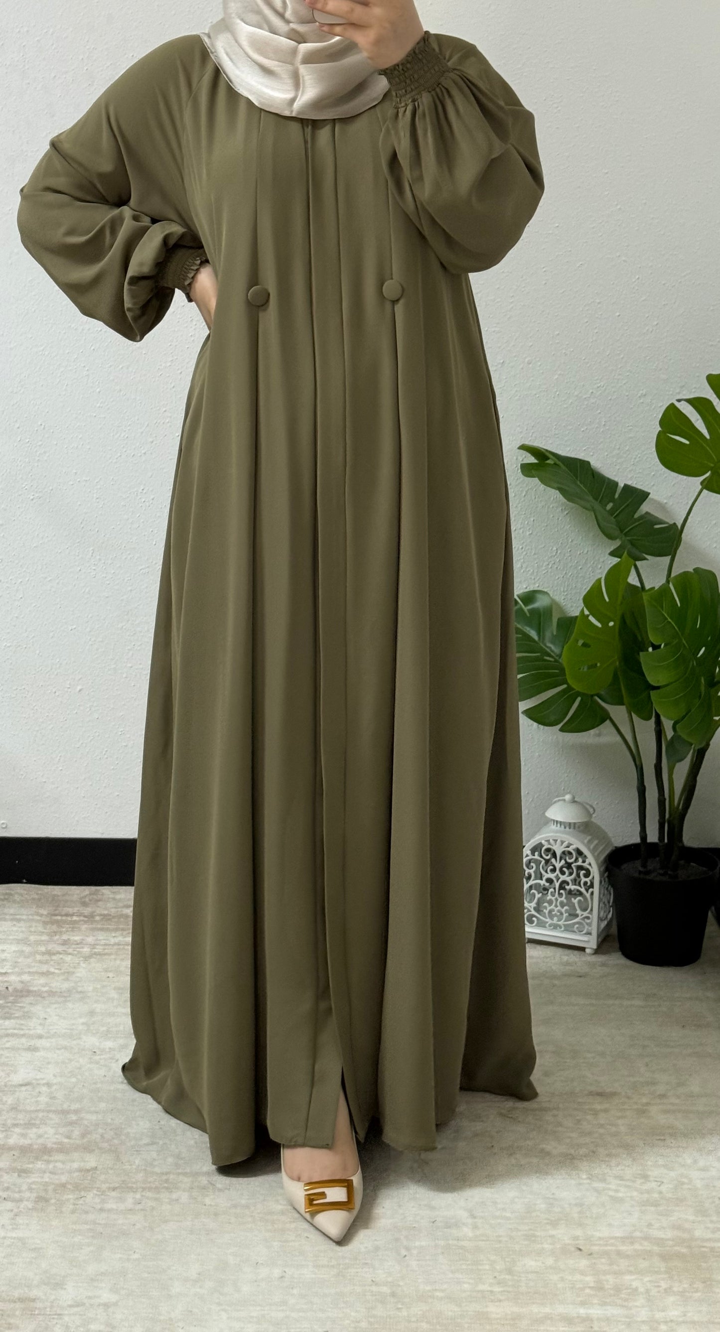 Simple Double Button Abaya